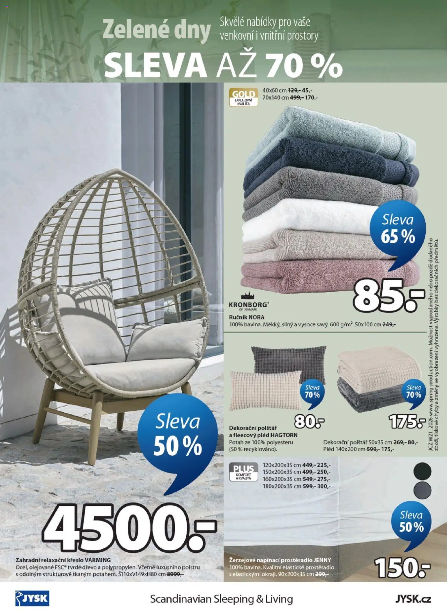 JYSK leták - Zelené dny od 20.05.2026 | Strana: 16 | Produkty: Ručník, Polštář, Křeslo, Prostěradlo