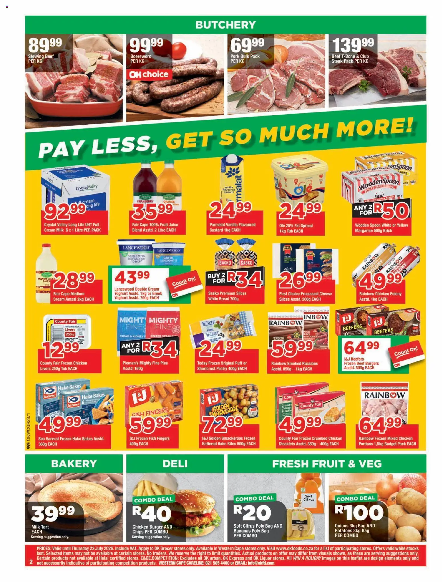 New OK Foods catalogue – valid from 15/07/2026 | Page: 2 | Products: Yoghurt, Bakery, Polony, Bananas