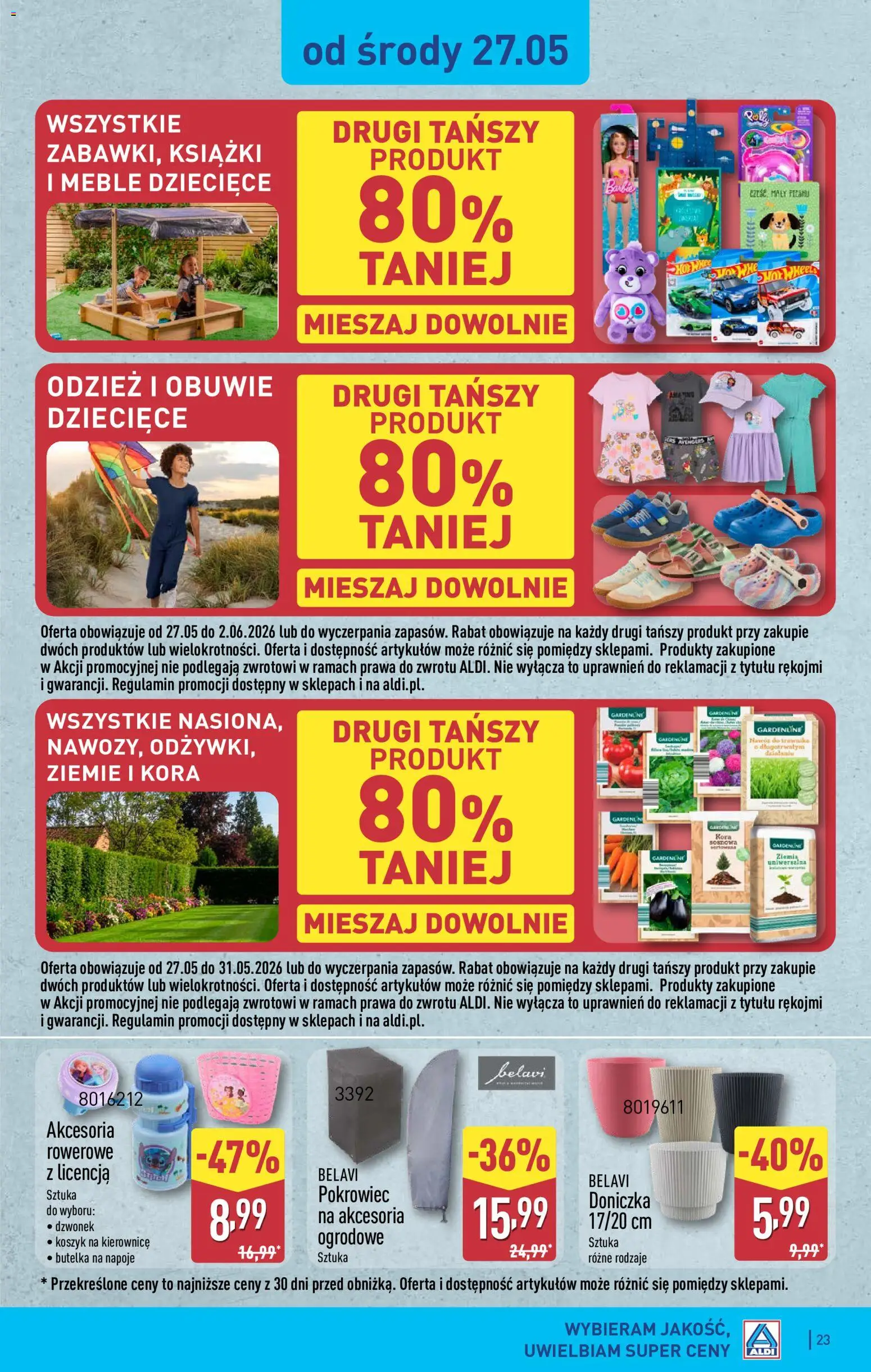 Aldi gazetka od 25.05.2026 | Strona: 23 | Produkty: Ziemia uniwersalna, Napoje, Ziemia, Doniczka