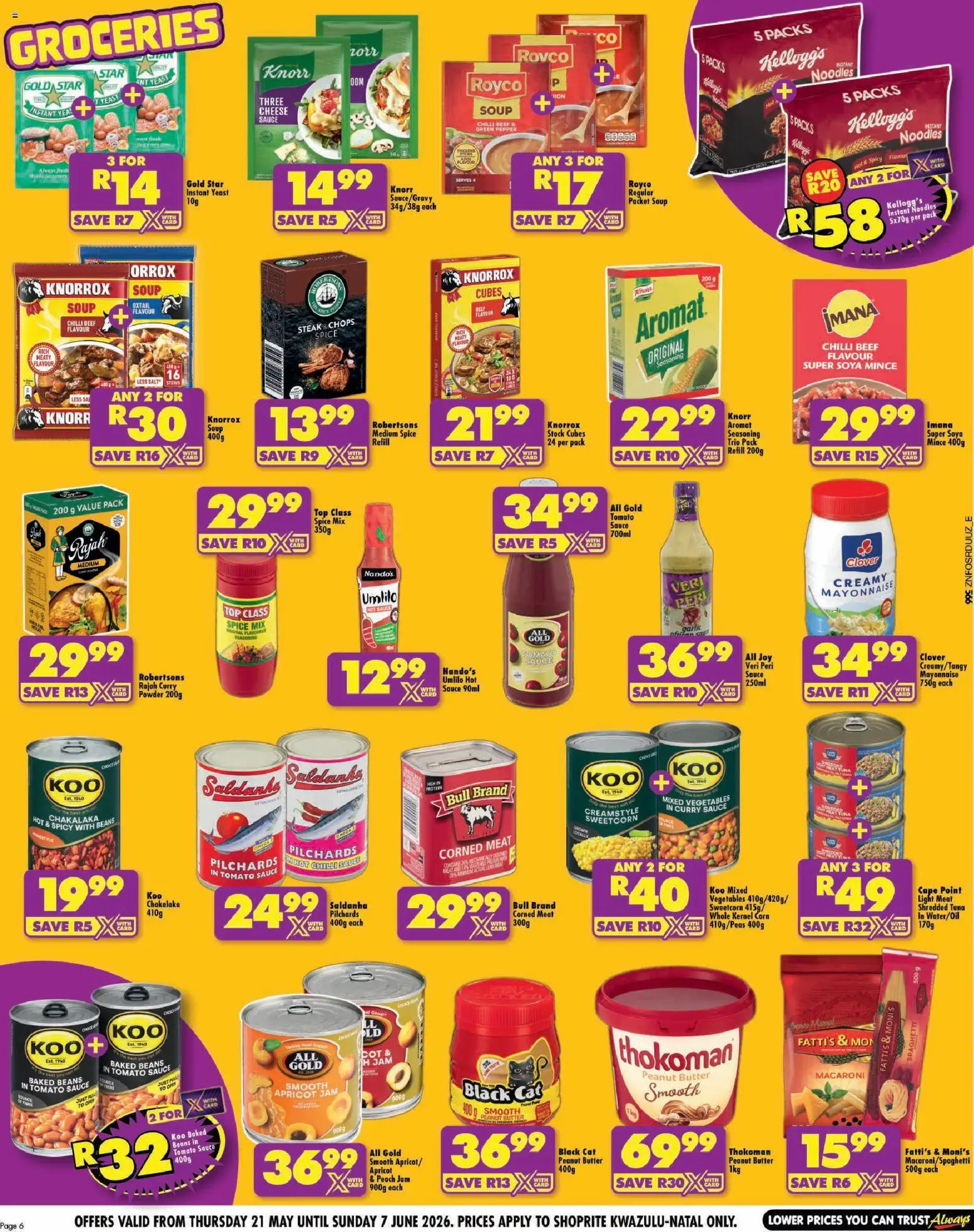 New Shoprite catalogue – valid from 21.05.2026 | Page: 6 | Products: Baked beans, Steak, Vegetables, Chilli