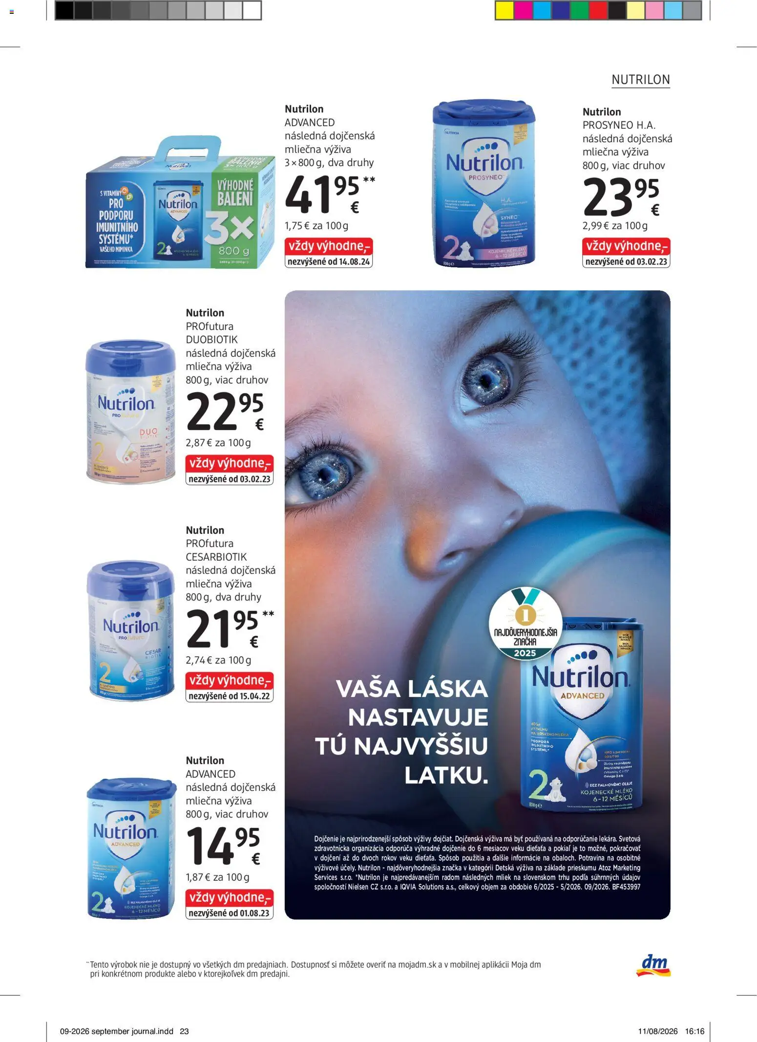 Nové dm drogerie akcie – leták je platný od 01.09.2026 | Strana: 23 | Produkty: Nutrilon