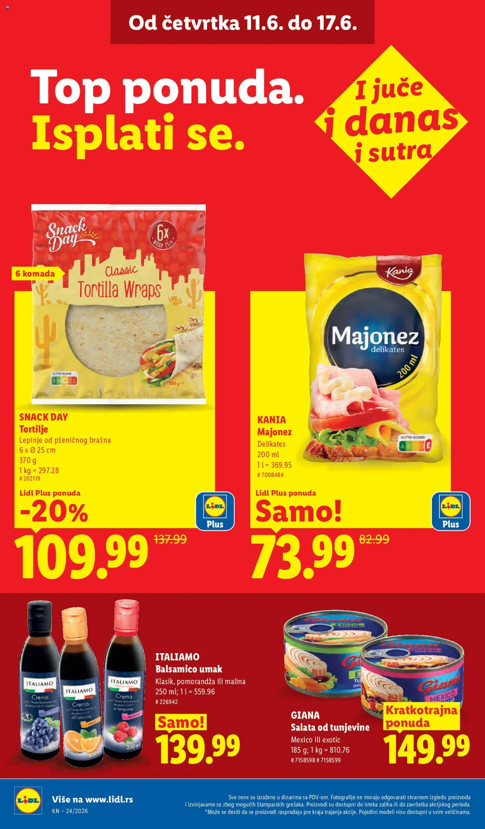 Lidl katalog - važi od 11.06.2026 | Strana: 24 | Proizvode: Majonez, Salata, Pomorandza, Malina
