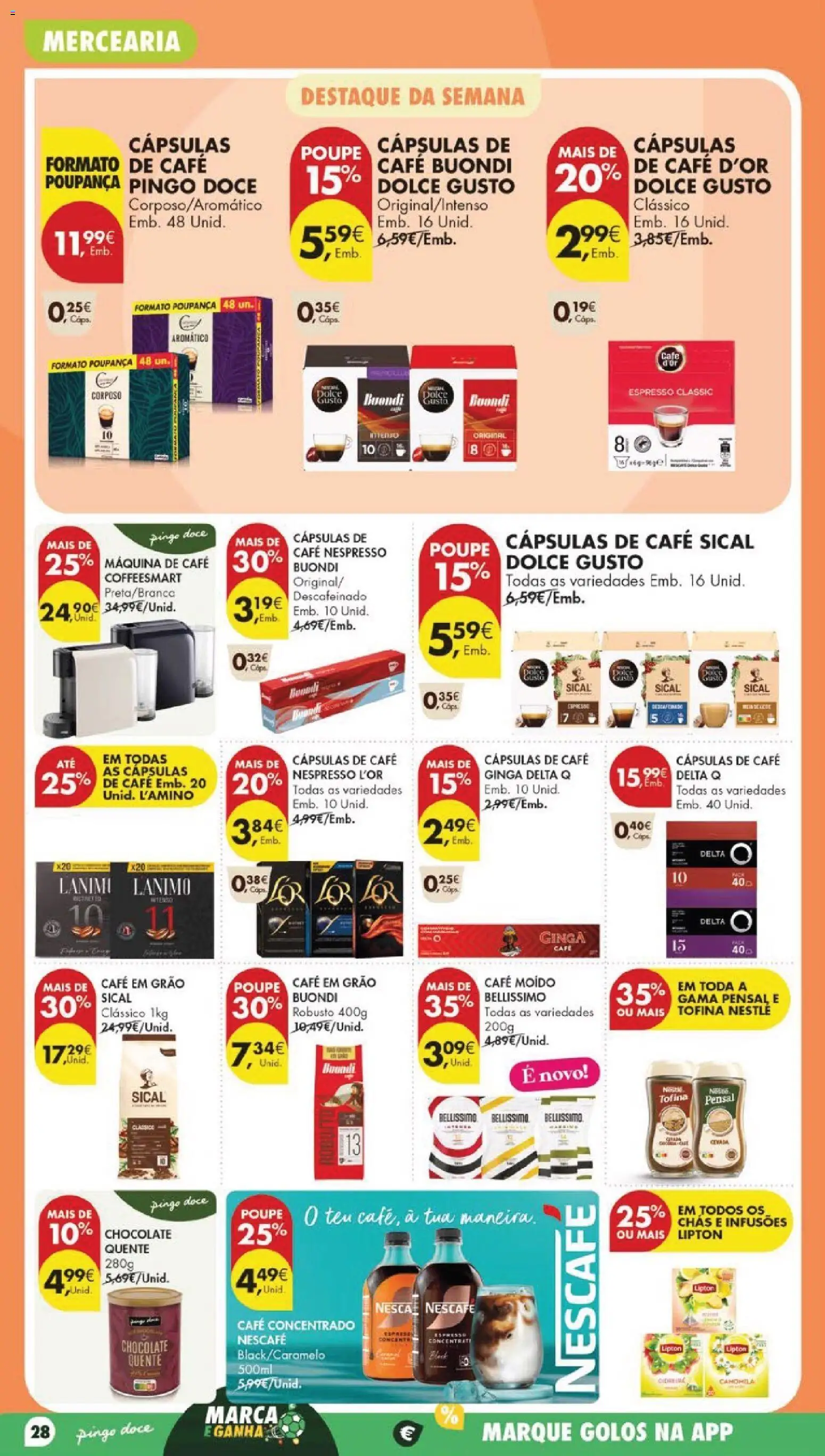 Pingo Doce folheto │ válido de 07/07/2026 | Página: 32 | Produtos: Cafe buondi, Chás, Nestlé, Café