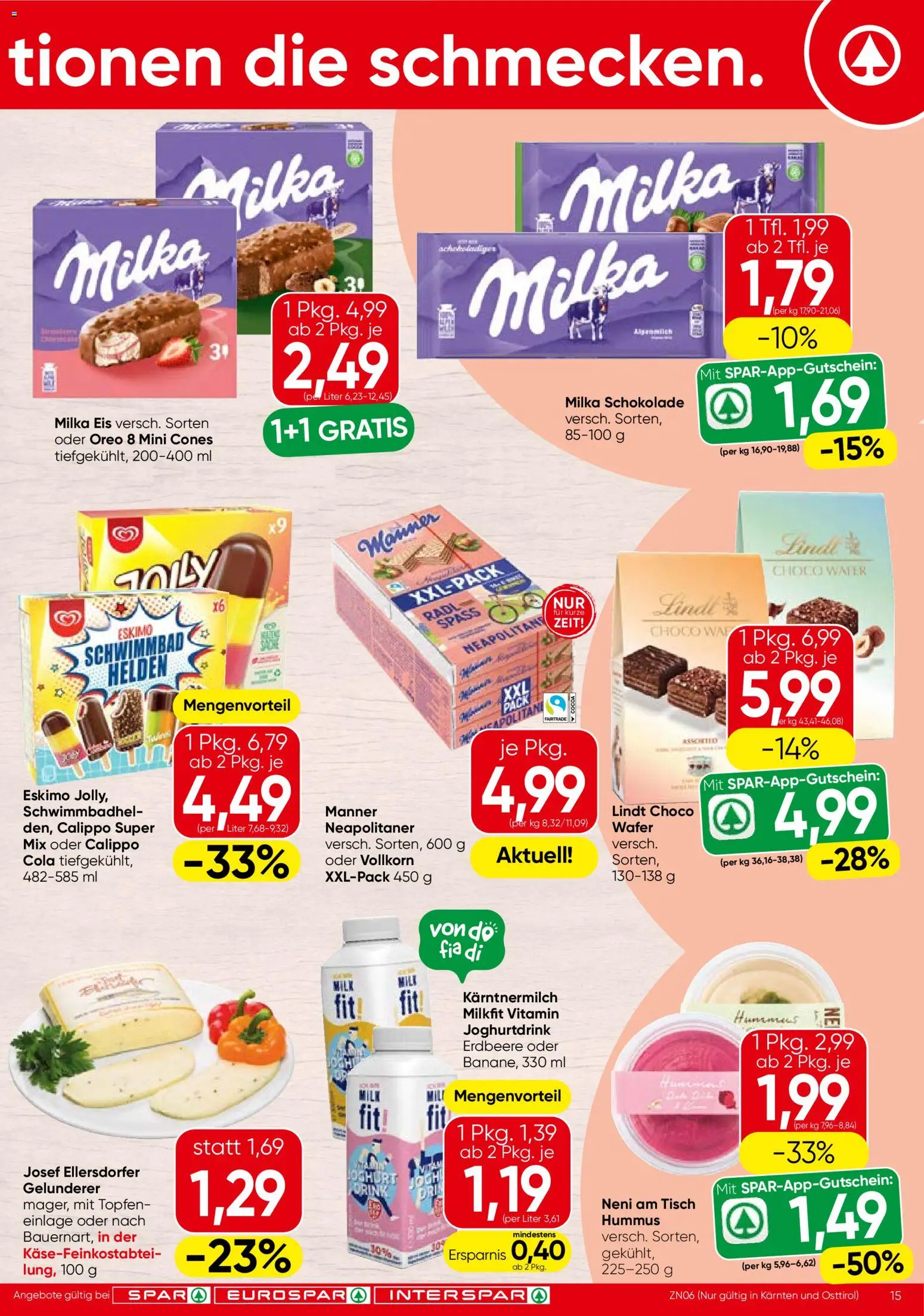 Spar Flugblatt - Kärnten gültig ab 07.05.2026 | Seite: 15 | Produkte: Eis, Tisch, Schokolade