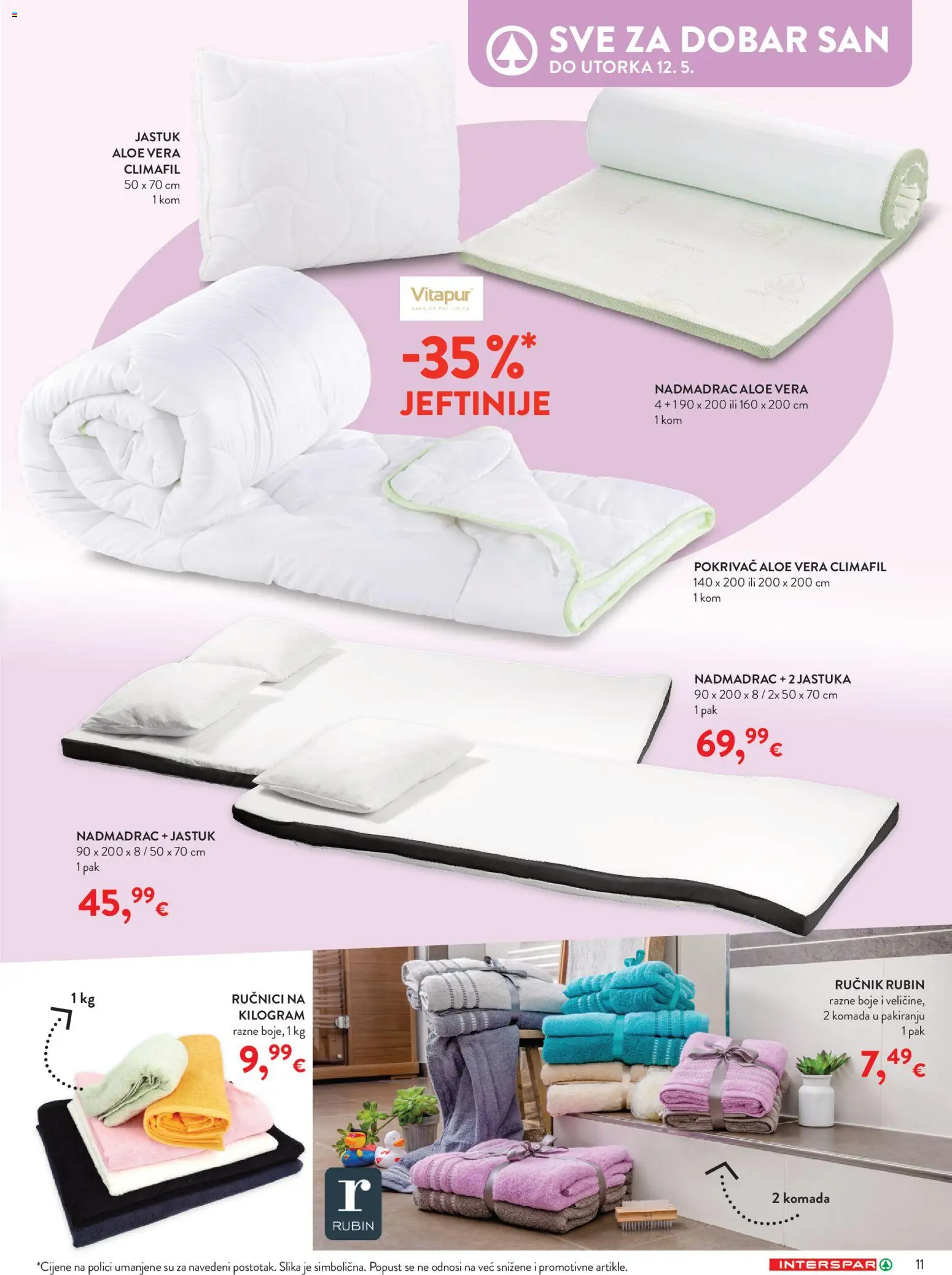 Interspar katalog | vrijedi od 15.04.2026 | Stranica: 11 | Proizvodi: Jastuk, Pokrivač, Ručnik, Nadmadrac
