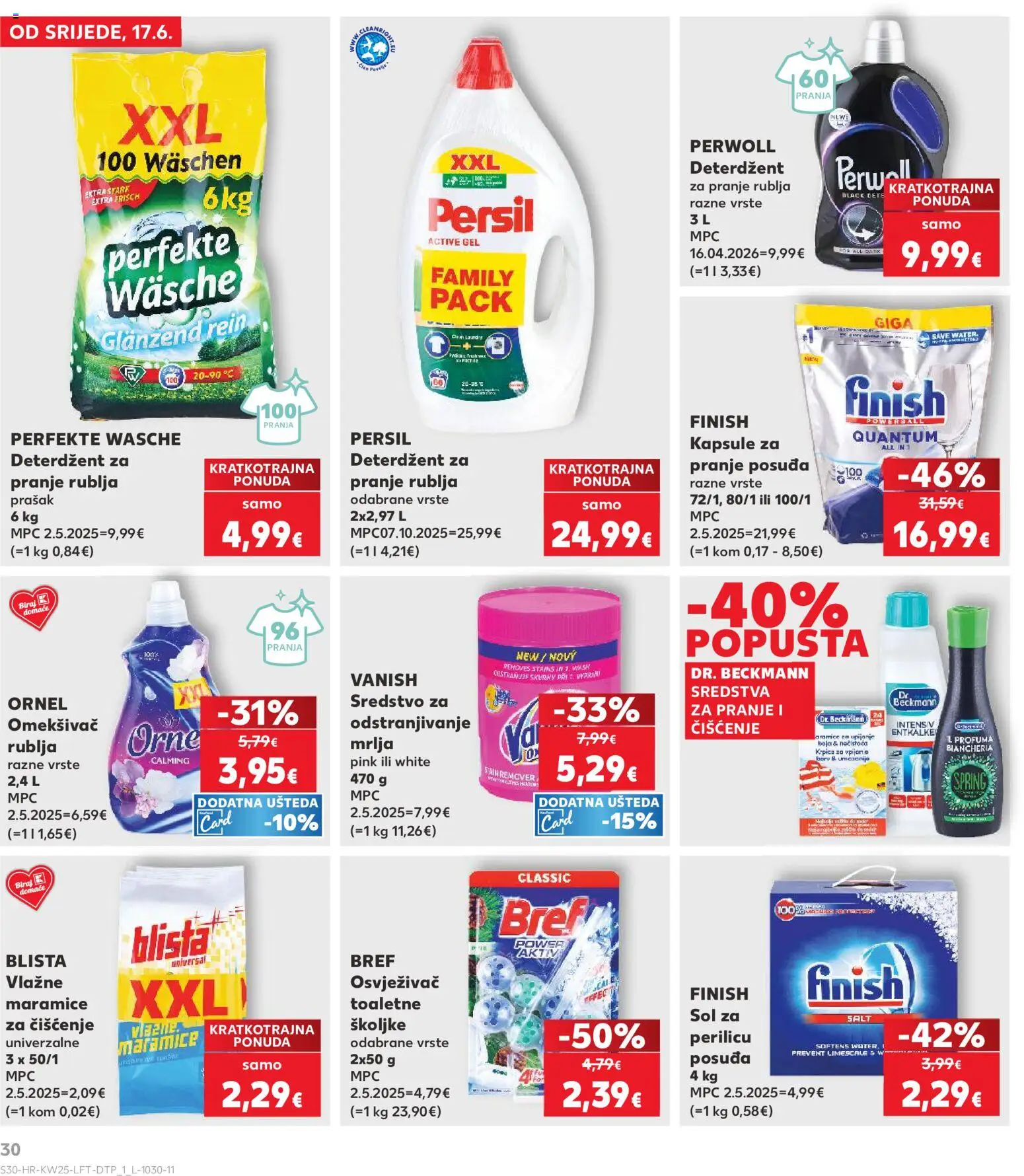 Kaufland katalog | vrijedi od 17.06.2026 | Stranica: 30 | Proizvodi: Omekšivač, Vanish, Perwoll, Persil