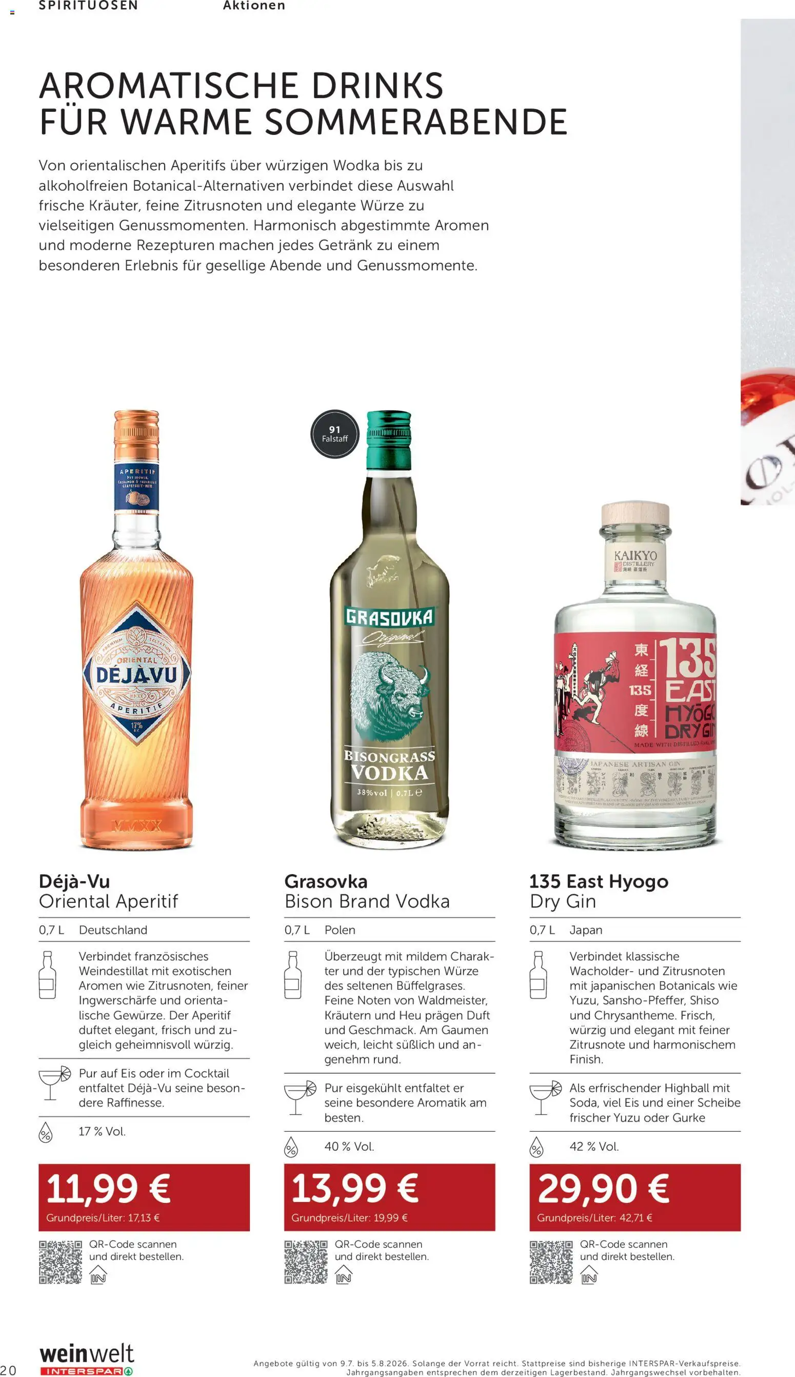 Interspar Wein Welt gültig ab 09.07.2026 | Seite: 20 | Produkte: Gin, Wodka, Eis, Duft