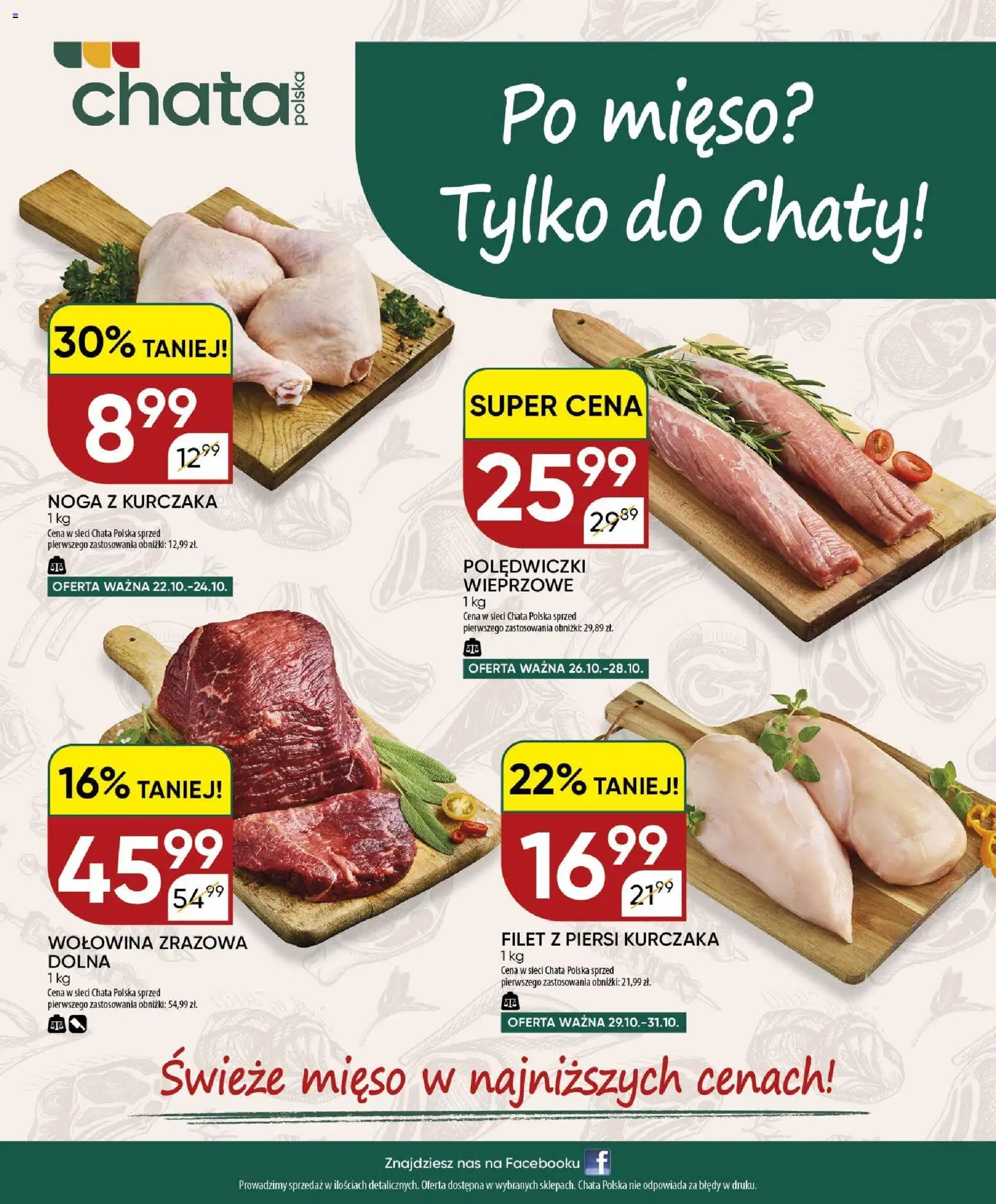 Chata Polska gazetka od 22.10.2026 | Strona: 24 | Produkty: Piersi, Mięso, Polędwiczki, Wołowina