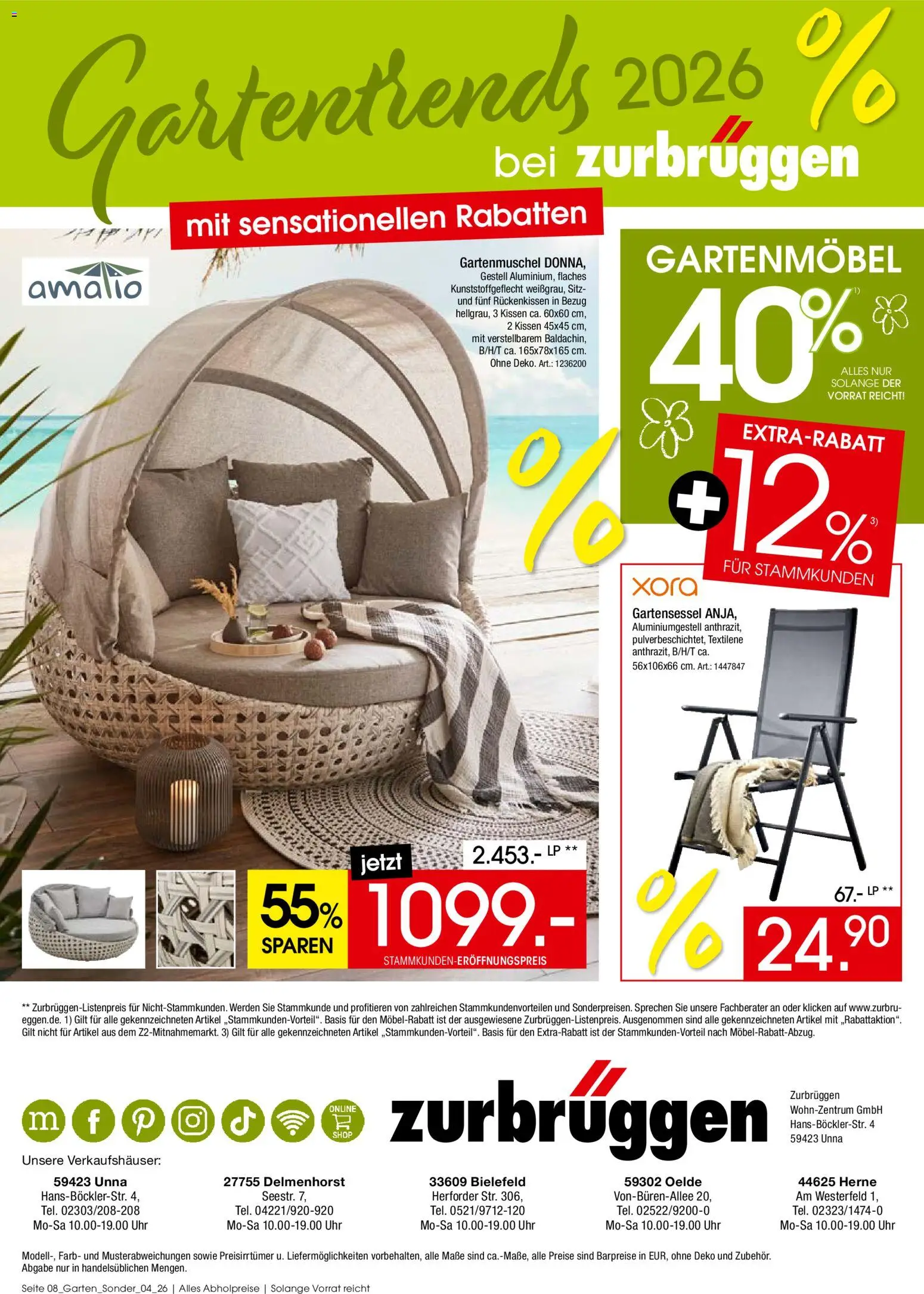 Zurbrüggen Gartentrends 2026 – gültig ab 09.06.2026 | Seite: 8 | Produkte: Kissen, Gartenmöbel, Uhr