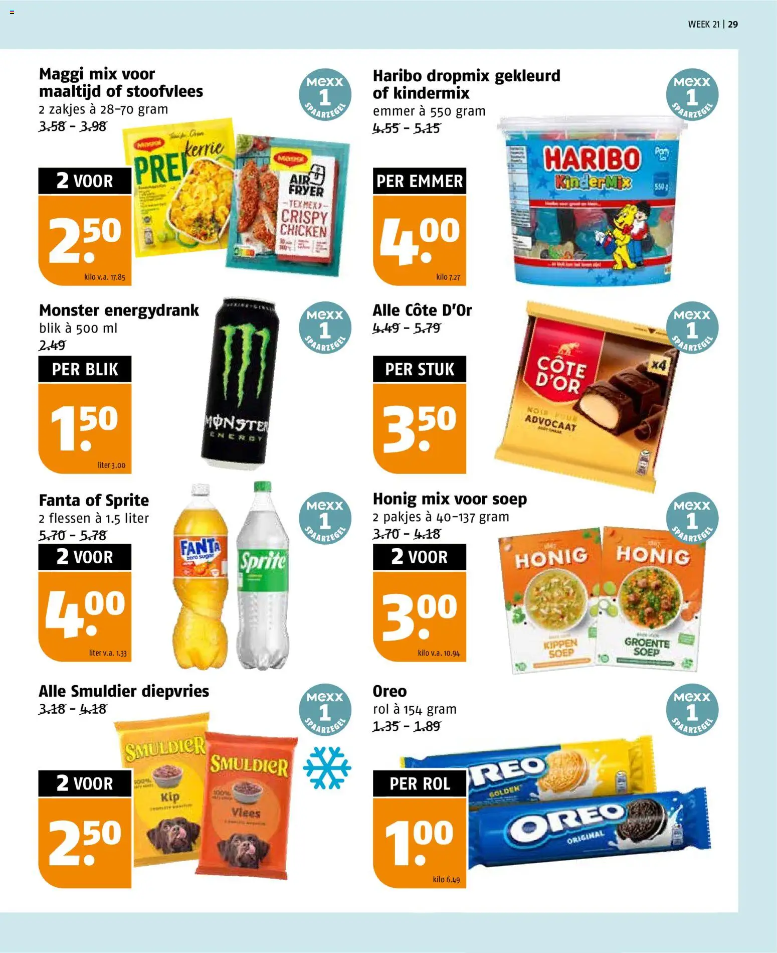 {H1} | Pagina: 29 | Producten: Kisperec, Sprite, Monster, Oreo