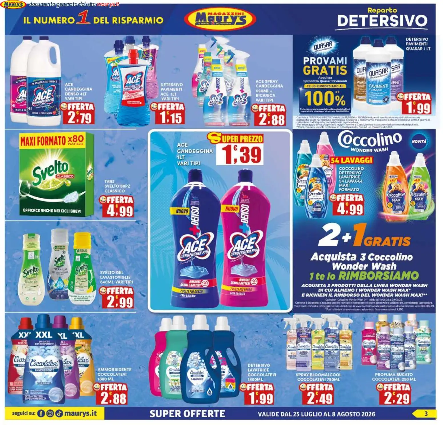 Volantino Maury's del 25/07/2026 | Pagina: 3 | Prodotti: Ammorbidente, Tè, Lavatrice, Lavastoviglie
