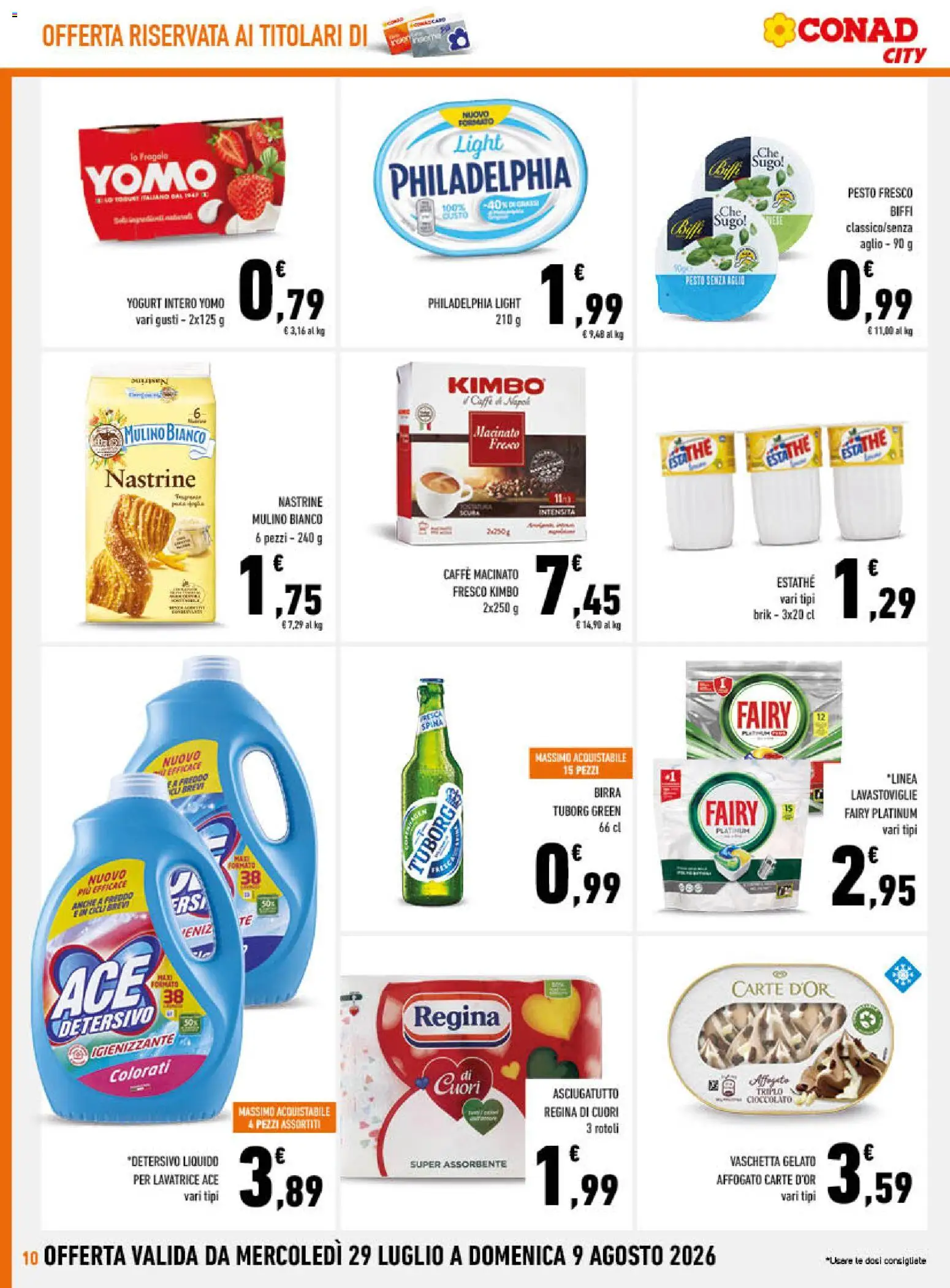 Volantino Conad del 29/07/2026 | Pagina: 10 | Prodotti: Gelato, Lavatrice, Pesto, Macinato