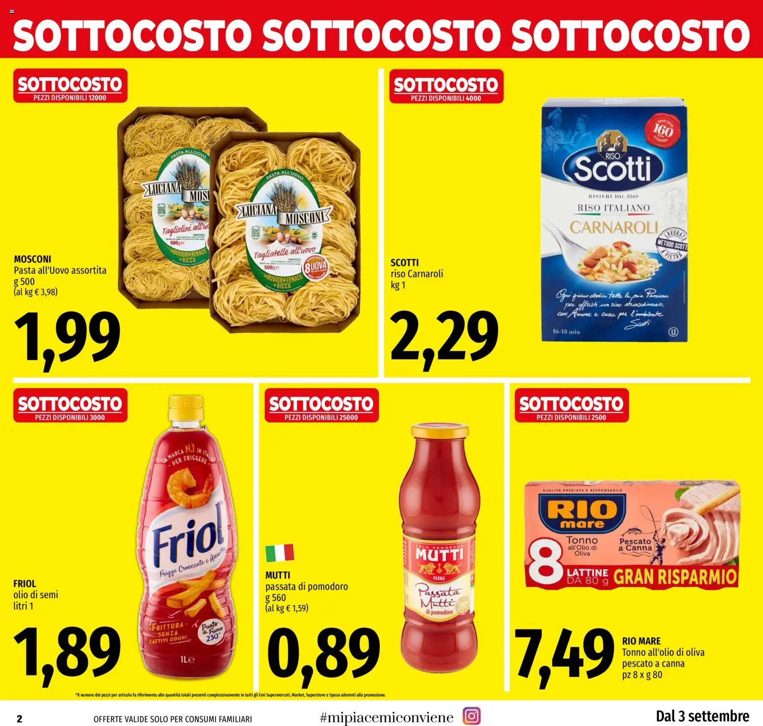 Volantino EMI del 03/09/2026 | Pagina: 2 | Prodotti: Uova, Pomodoro, Pasta, Tonno