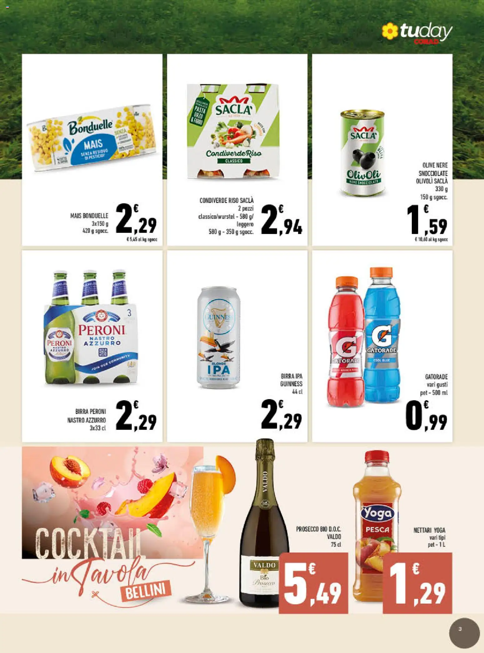 Volantino Conad del 29/07/2026 | Pagina: 3 | Prodotti: Birra, Olive, Pasta, Mais