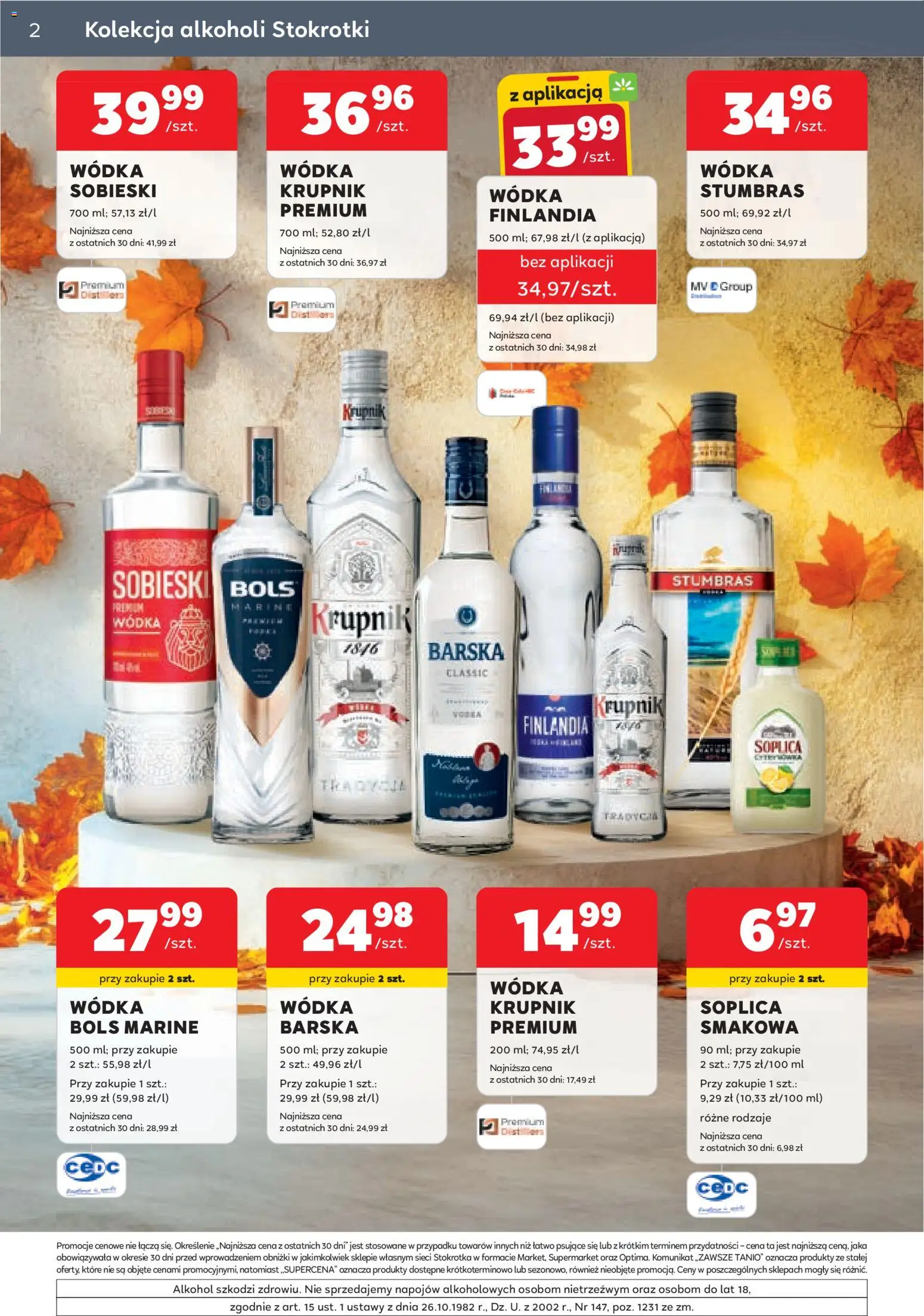 Stokrotka gazetka - Oferta alkoholowa od 01.10.2026 | Strona: 2 | Produkty: Stokrotka, Wódka Stumbras, Alkohol, Wódka