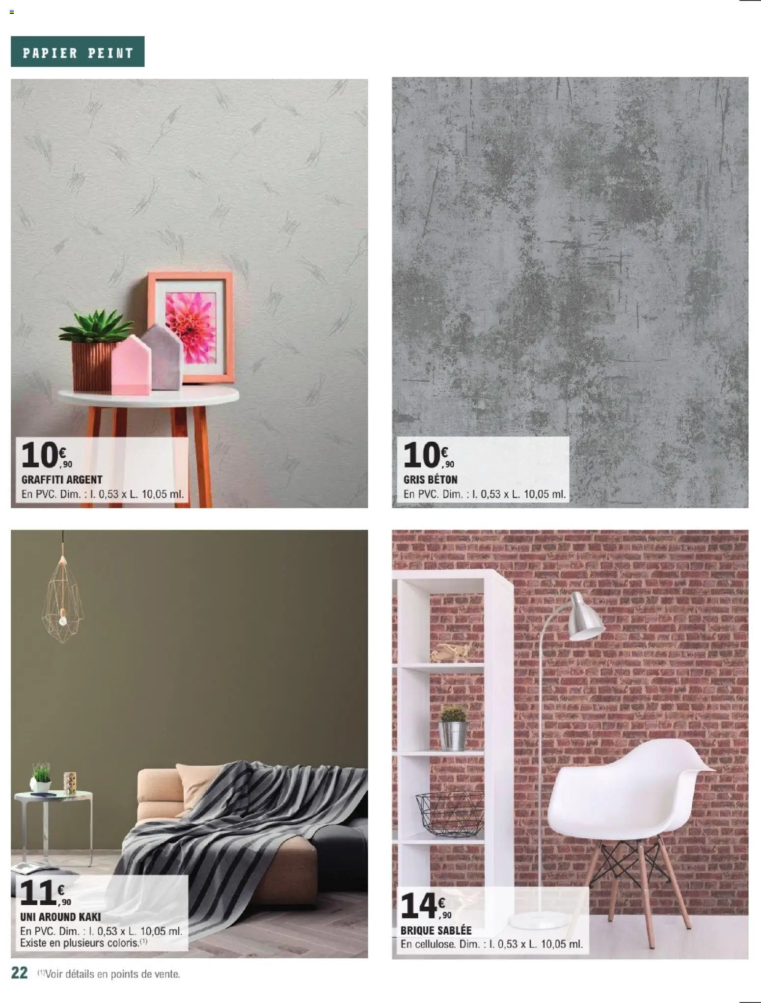 {H1} | Page: 22 | Produits: Brique, Kaki, Papier peint