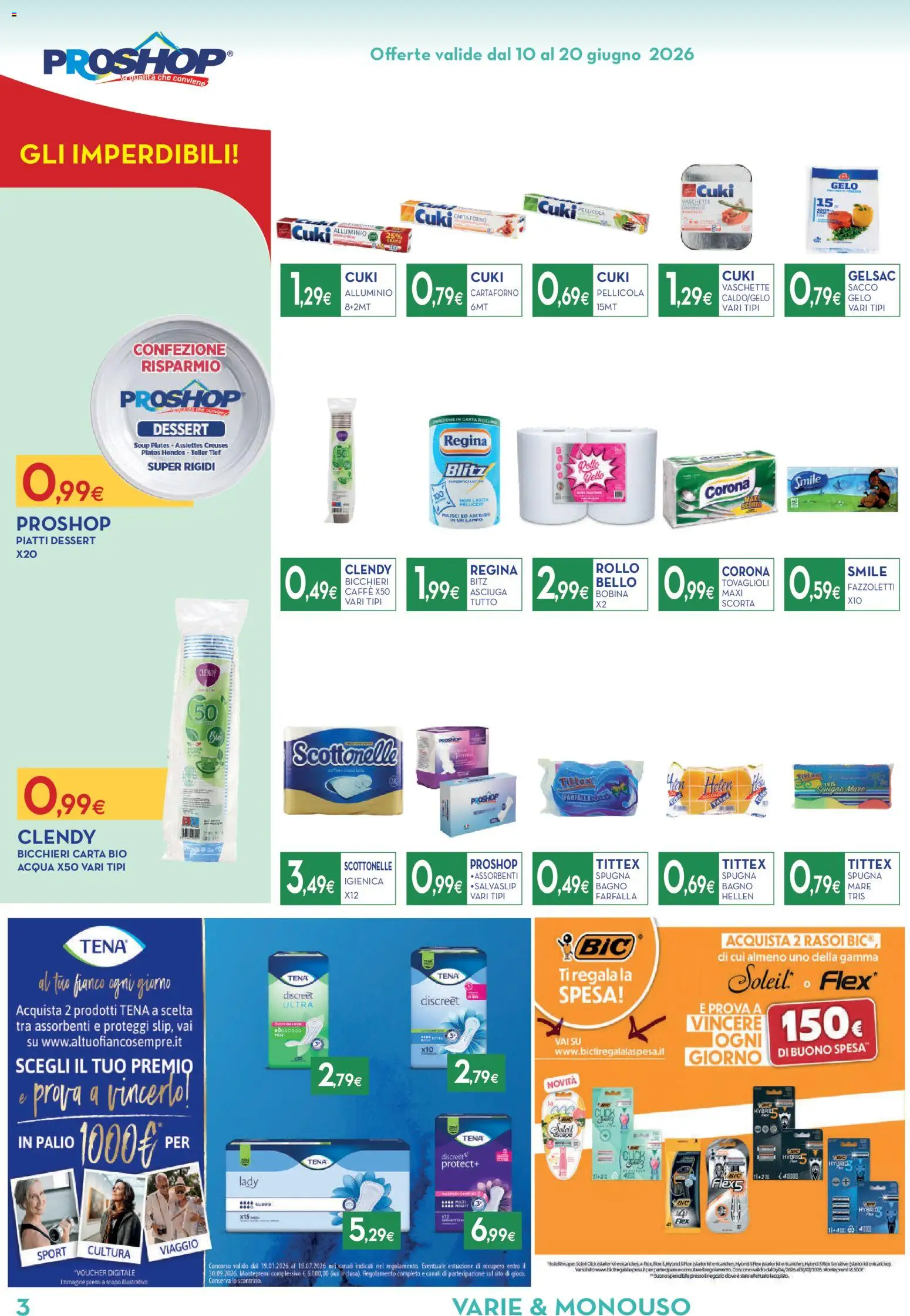 Volantino Proshop del 10.06.2026 | Pagina: 4 | Prodotti: Spugna, Acqua, Carta forno, Bagno