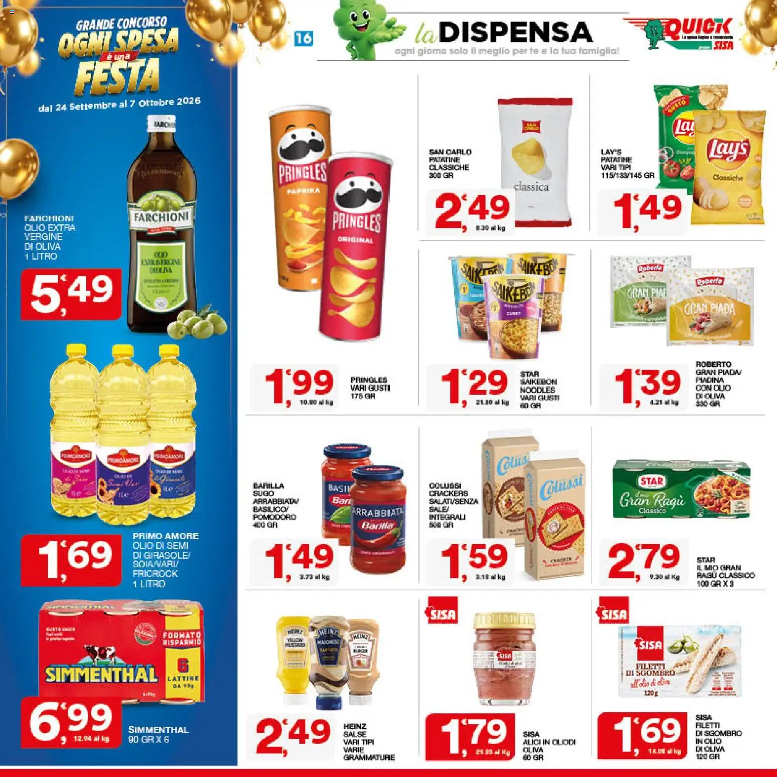 Volantino SISA del 24/09/2026 | Pagina: 16 | Prodotti: Pomodoro, Olio, Sugo, Sgombro