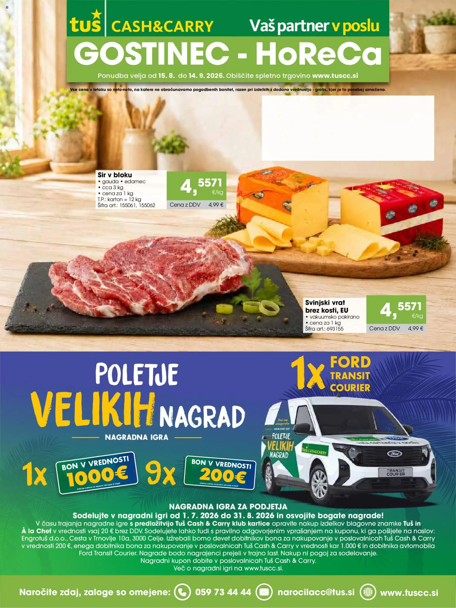 Novi Tuš katalog ponudbe – veljaven od 15.08.2026 | Stran: 1 | Izdelki: Igra, Sir