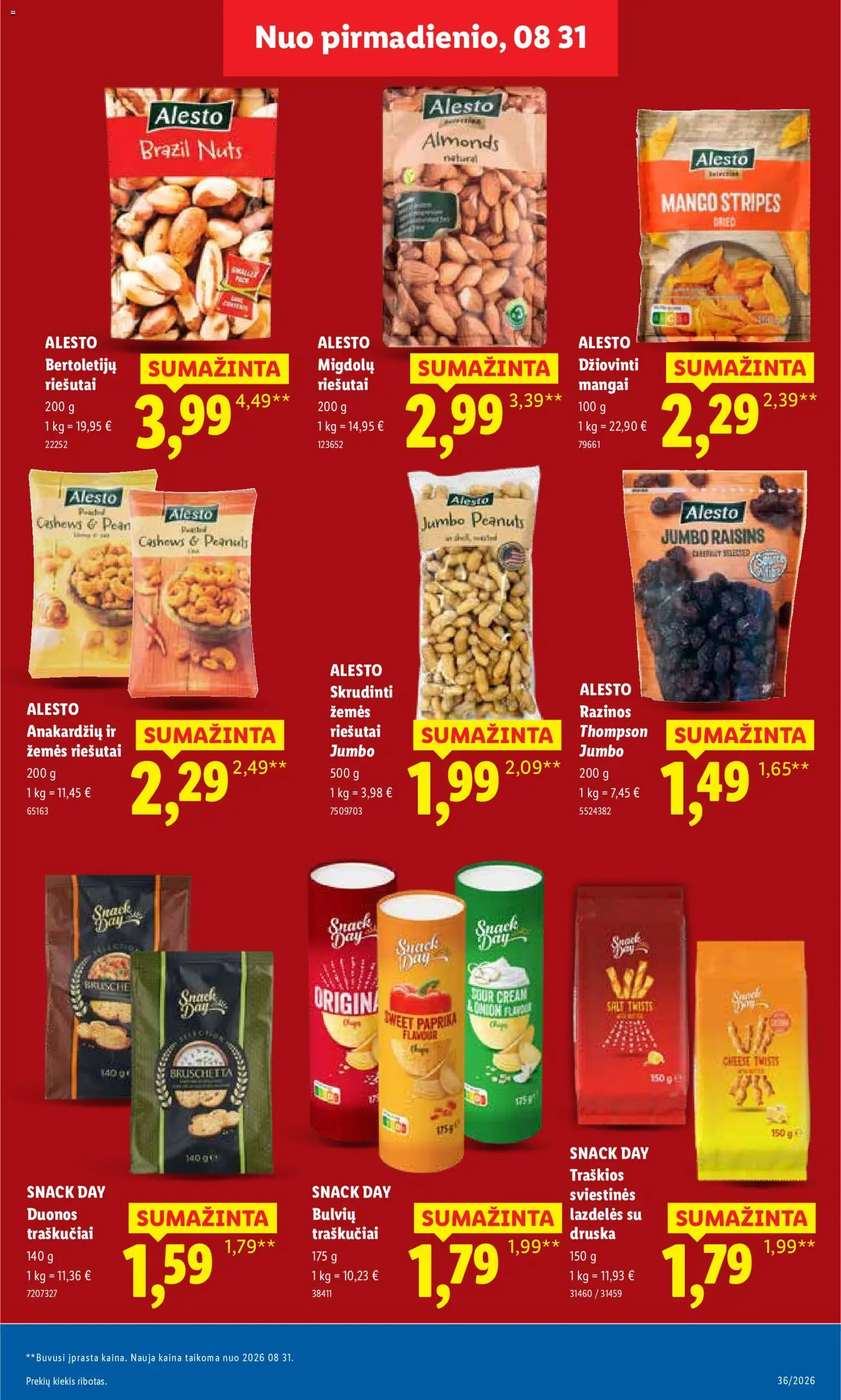 LIDL akcijos nuo 2026.08.31 | Puslapis: 19 | Prekių: Paprika, Razinos, Druska, Traškučiai