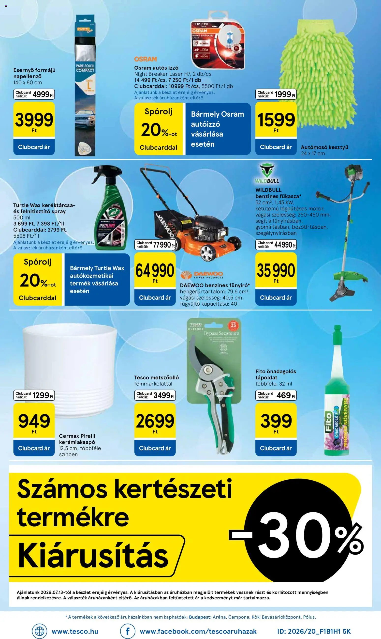 Tesco akciós ujság - amely érvényes a következő dátumtól: 2026.07.16. | Oldal: 30 | Termékek: Kesztyű, Esernyő, Tápoldat, Metszőolló