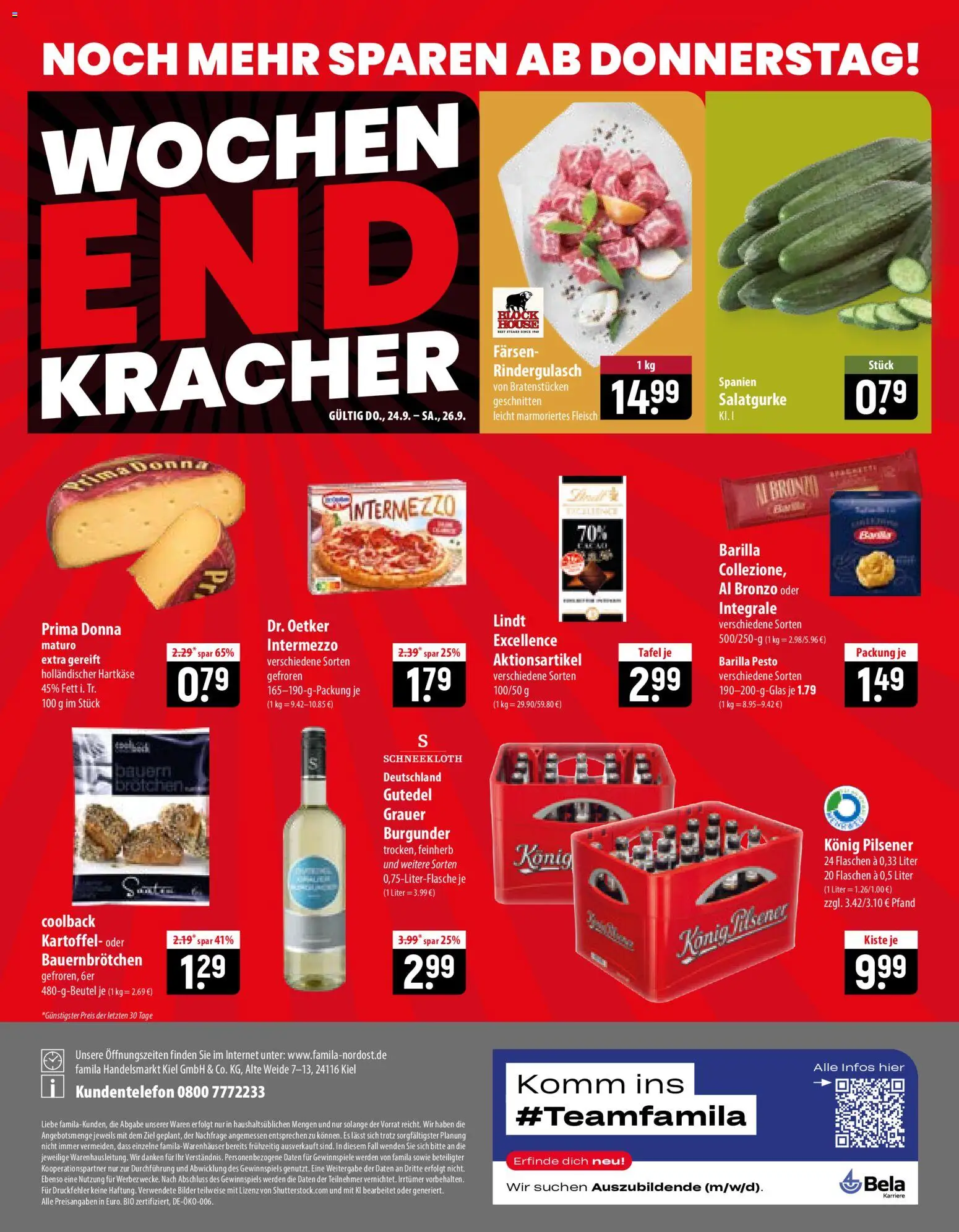 Famila Prospekt – gültig ab 21.09.2026 | Seite: 24 | Produkte: Rindergulasch, Konig pilsener, Bilder, Lindt