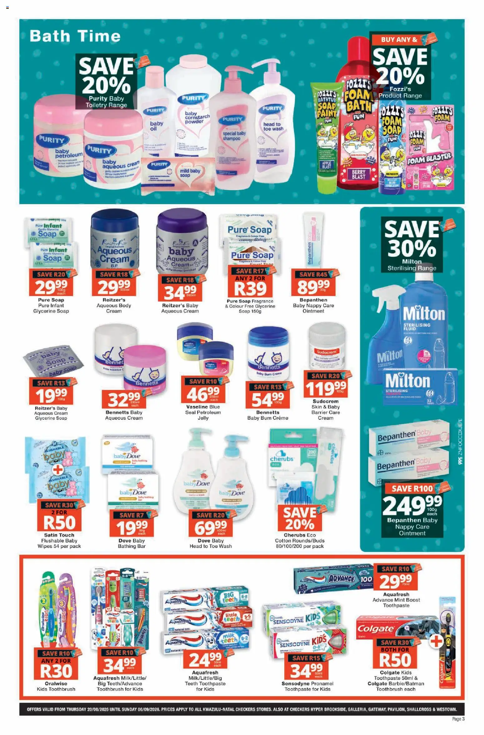 New Checkers catalogue – valid from 20/08/2026 | Page: 3 | Products: Fragrance, Shampoo, Soap, Toothpaste