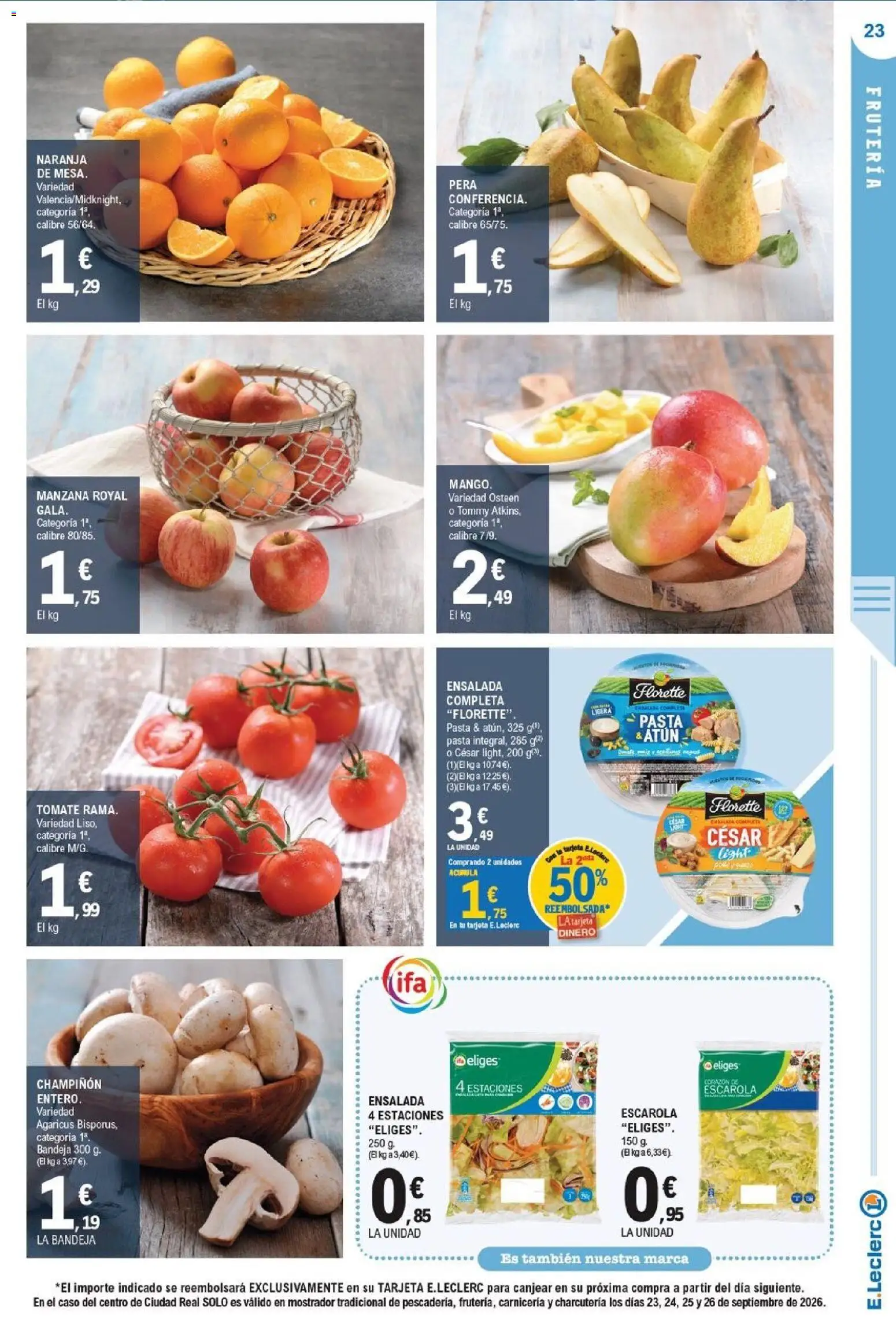 E.Leclerc Miranda de Ebro │ válido desde el 23/09/2026 | Página: 23 | Productos: Atún, Tomate, Pasta, Manzana
