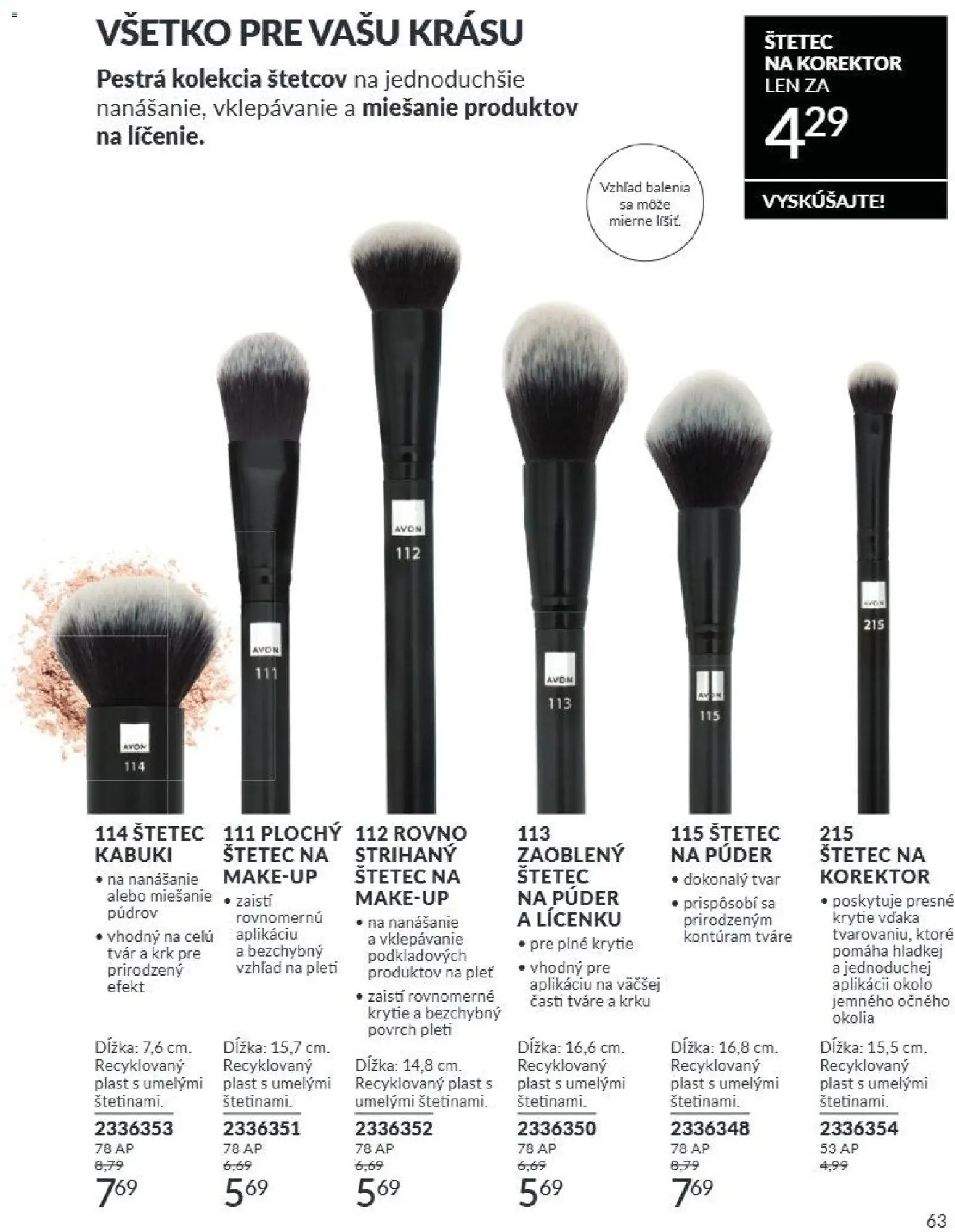 Nové Avon akcie – leták je platný od 01.07.2026 | Strana: 63 | Produkty: Korektor, Púder, Štetec