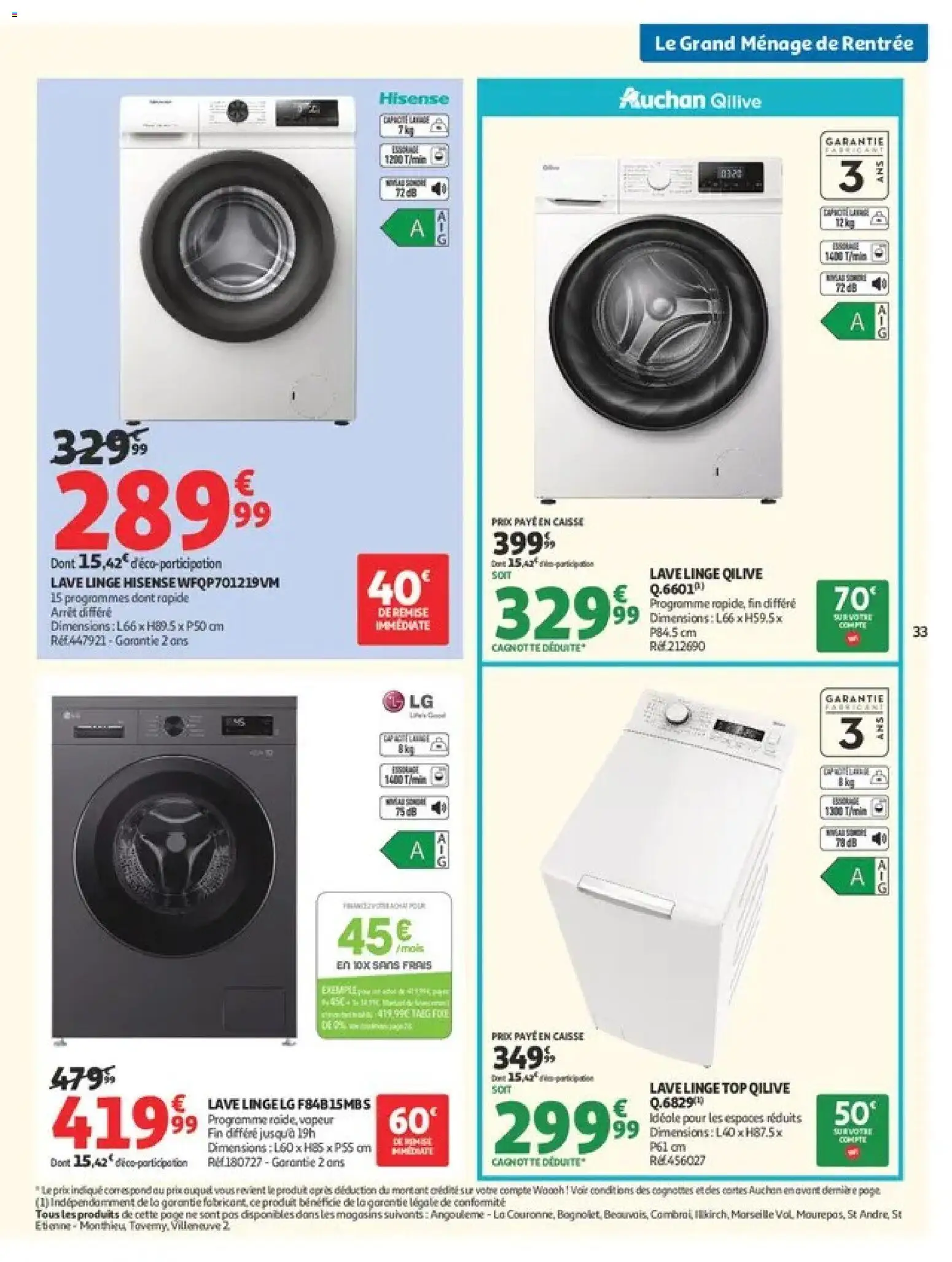 {H1} | Page: 33 | Produits: Lave linge