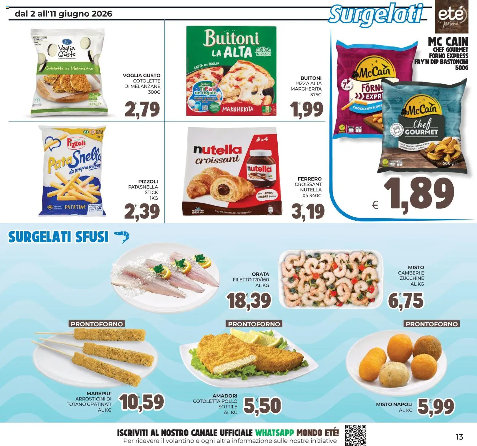Volantino Eté del 02.06.2026 | Pagina: 13 | Prodotti: Pollo, Gamberi, Nutella, Totano