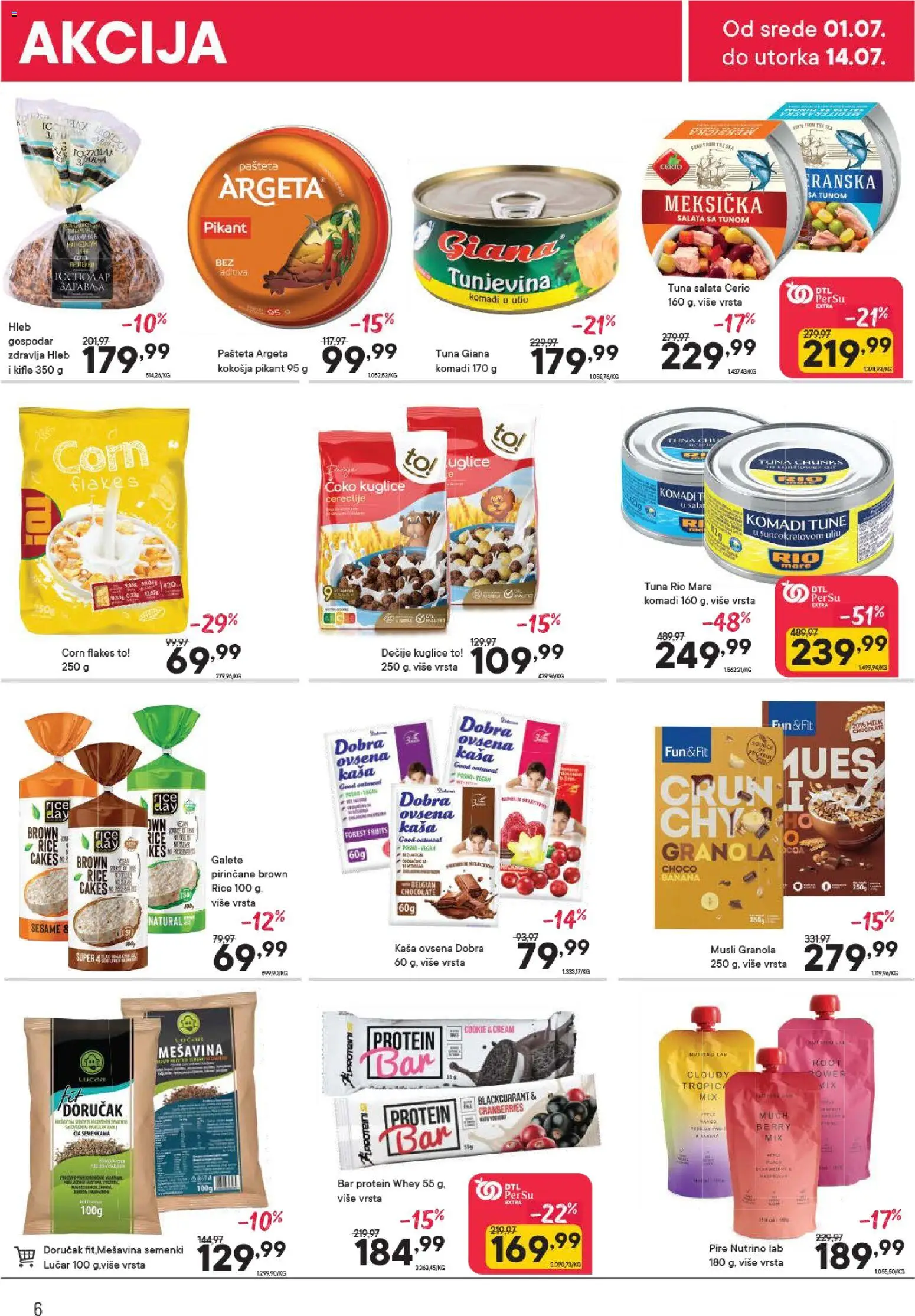 PerSu katalog - važi od 01.07.2026 | Strana: 6 | Proizvode: Salata, Granola, Rio mare, Musli
