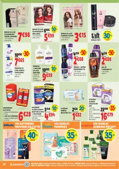 E.leclerc katalog akcije – veljaven od 19.08.2026 | Stran: 20 | Izdelki: Vložki, Barva za lase, Gel za tusiranje, Barva
