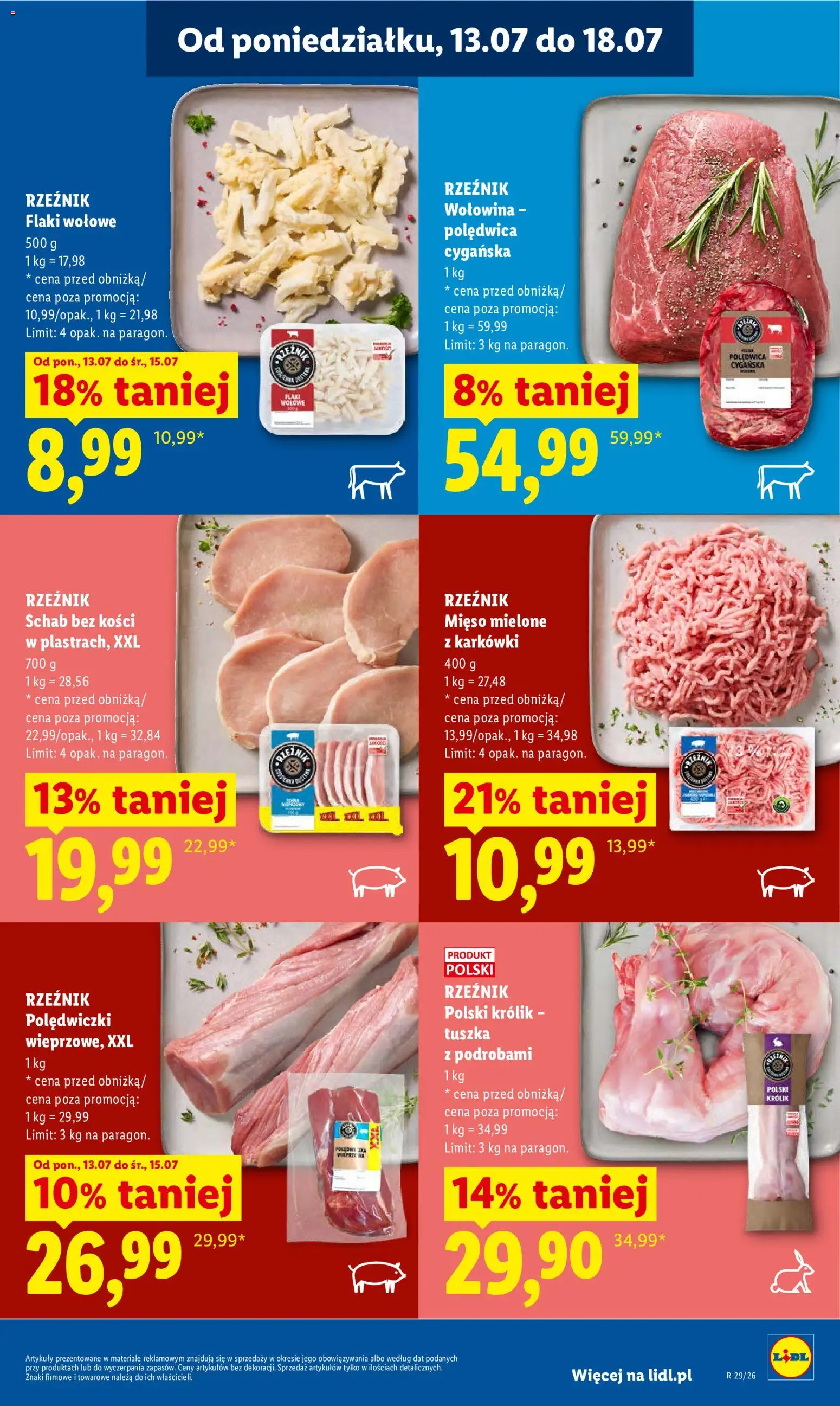 Lidl gazetka od 13.07.2026 | Strona: 71 | Produkty: Schab, Schab bez kości, Mięso mielone, Wołowina