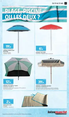 Intermarché - Prévisualisation de PARASOL DE PLAGE ET TENTE, Dimensions: 175x187 cm. Structure en acier, tissu en polyester 170T et anti UV. Avec sac de transport valide à partir de 19.05.2026 | Page: 11 | Produits: Sac, Tente, Sac de transport, Parasol