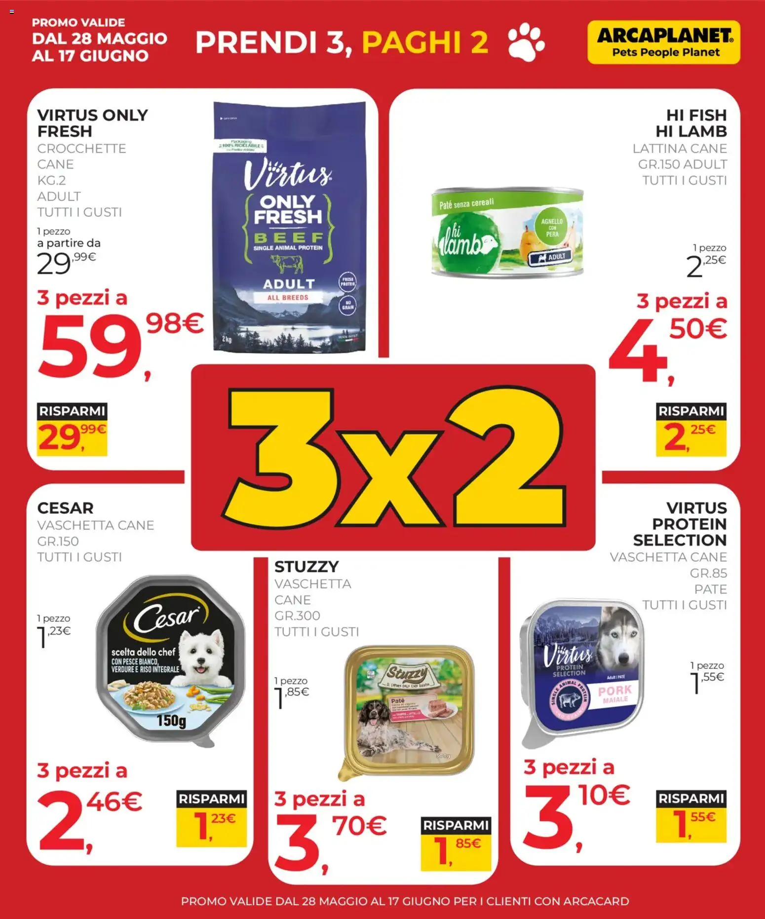 Volantino Arcaplanet del 28.05.2026 | Pagina: 3 | Prodotti: Pesce, Crocchette, Pera, Agnello