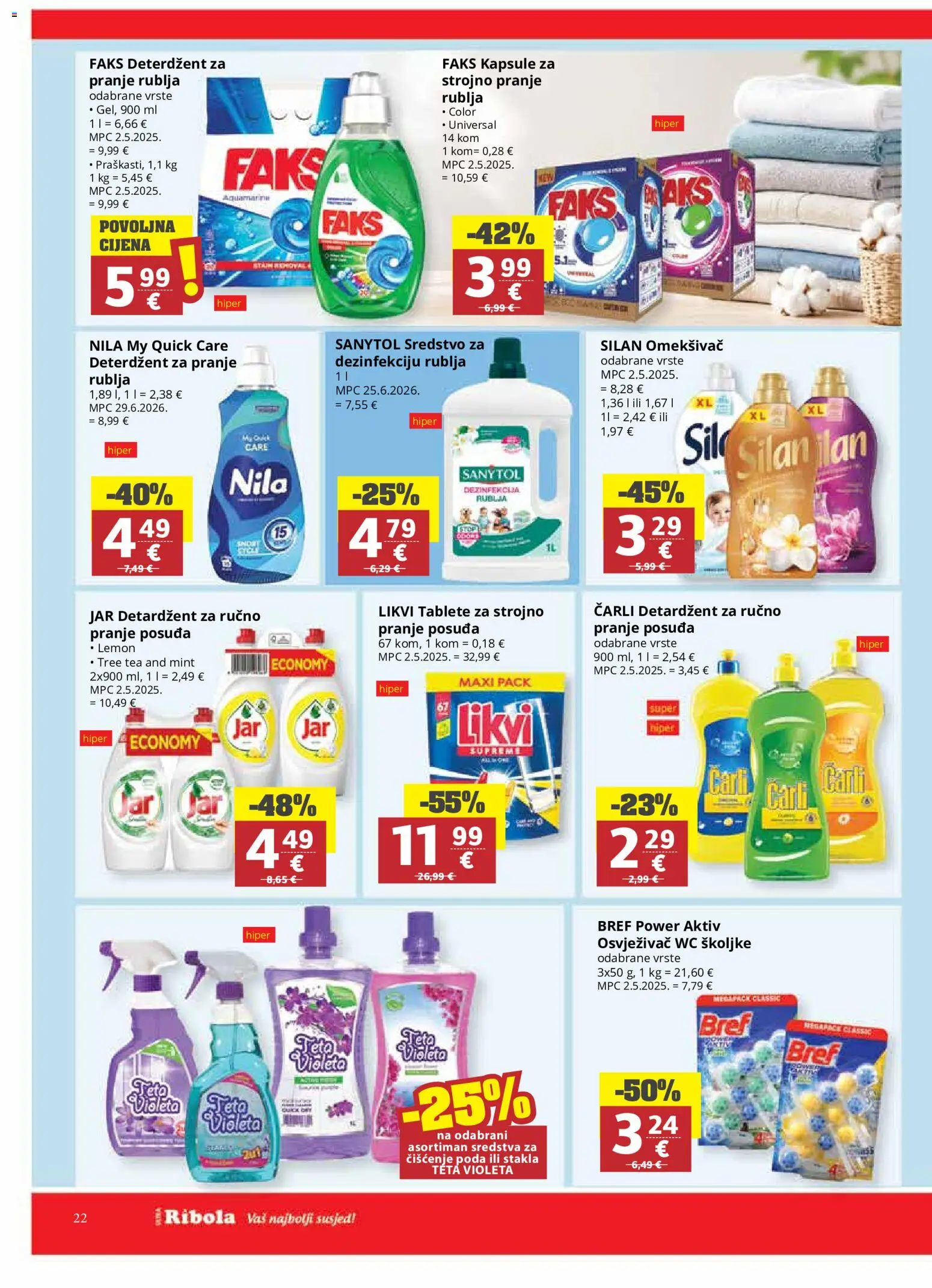 Ribola katalog | vrijedi od 06.08.2026 | Stranica: 22 | Proizvodi: Faks, Sredstva za čiščenje, Deterdžent, Jar