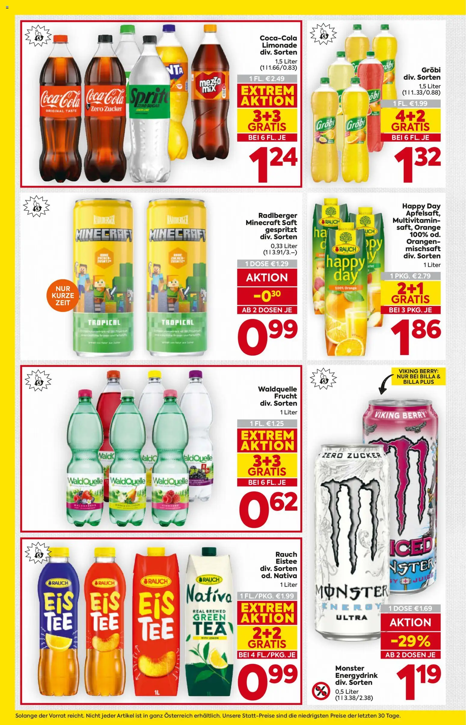 Billa AT akciós ujság - amely érvényes a következő dátumtól: 2026.10.22. | Oldal: 16 | Termékek: Sprite, Coca Cola, Cola, Rauch