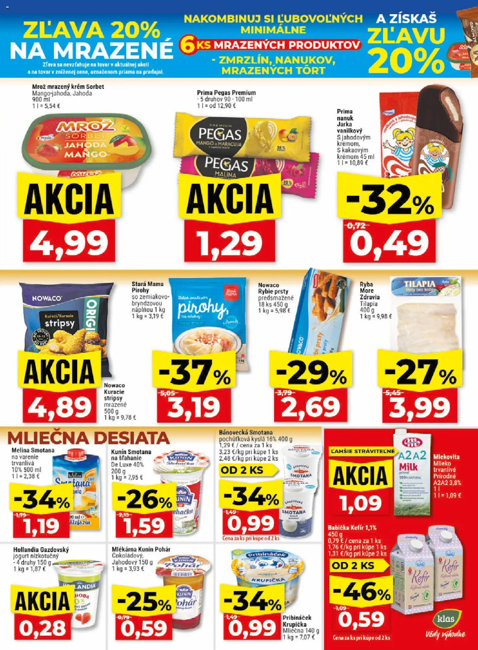 Nové Klas akcie – leták je platný od 08.06.2026 | Strana: 9 | Produkty: Jogurt, Pirohy, Sorbet, Krém