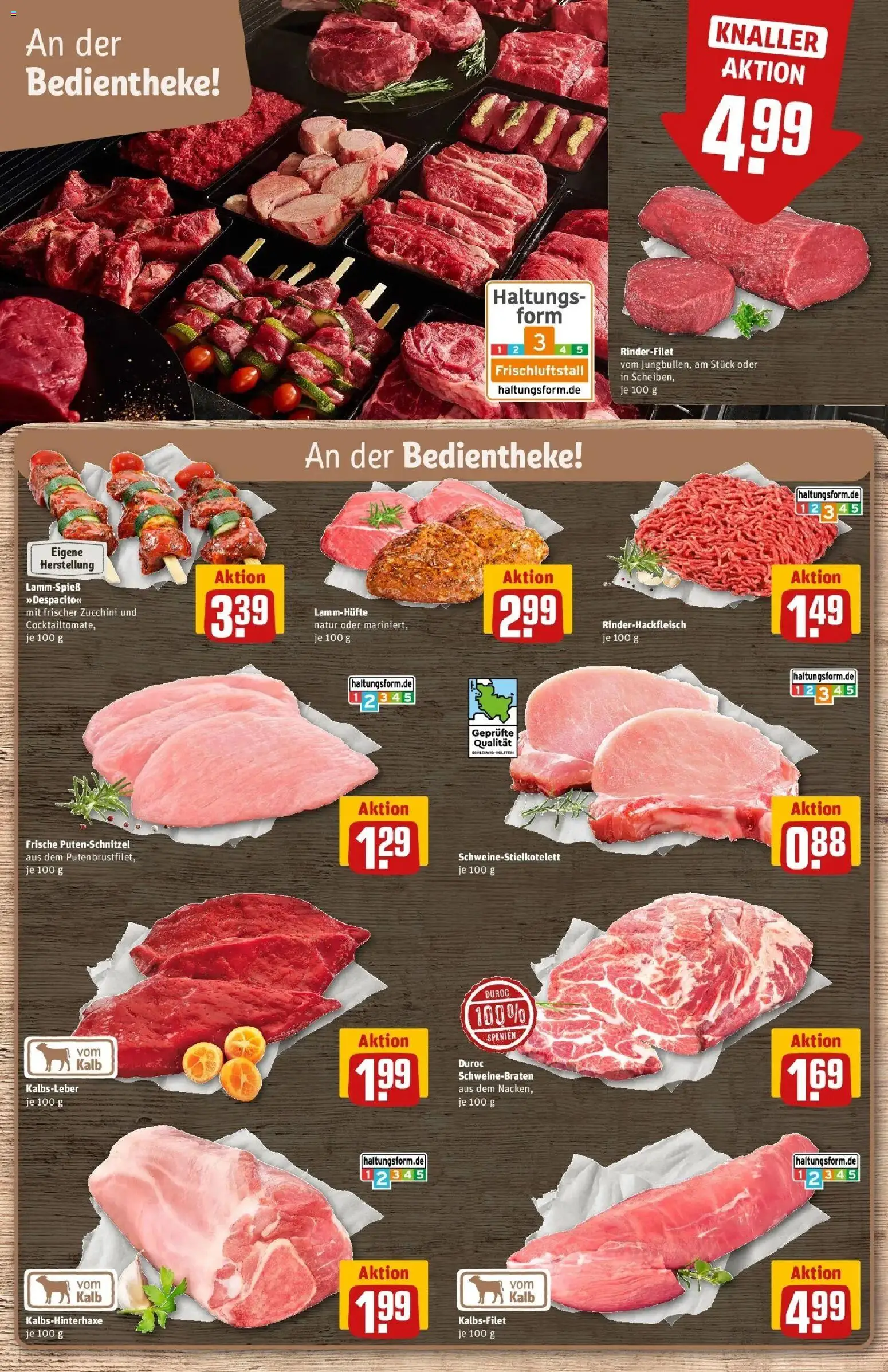 REWE Prospekt ab 31.08.2026 zum Blättern » Angebote | Seite: 8 | Produkte: Rinderfilet, Kalbsleber, Putenschnitzel, Zucchini