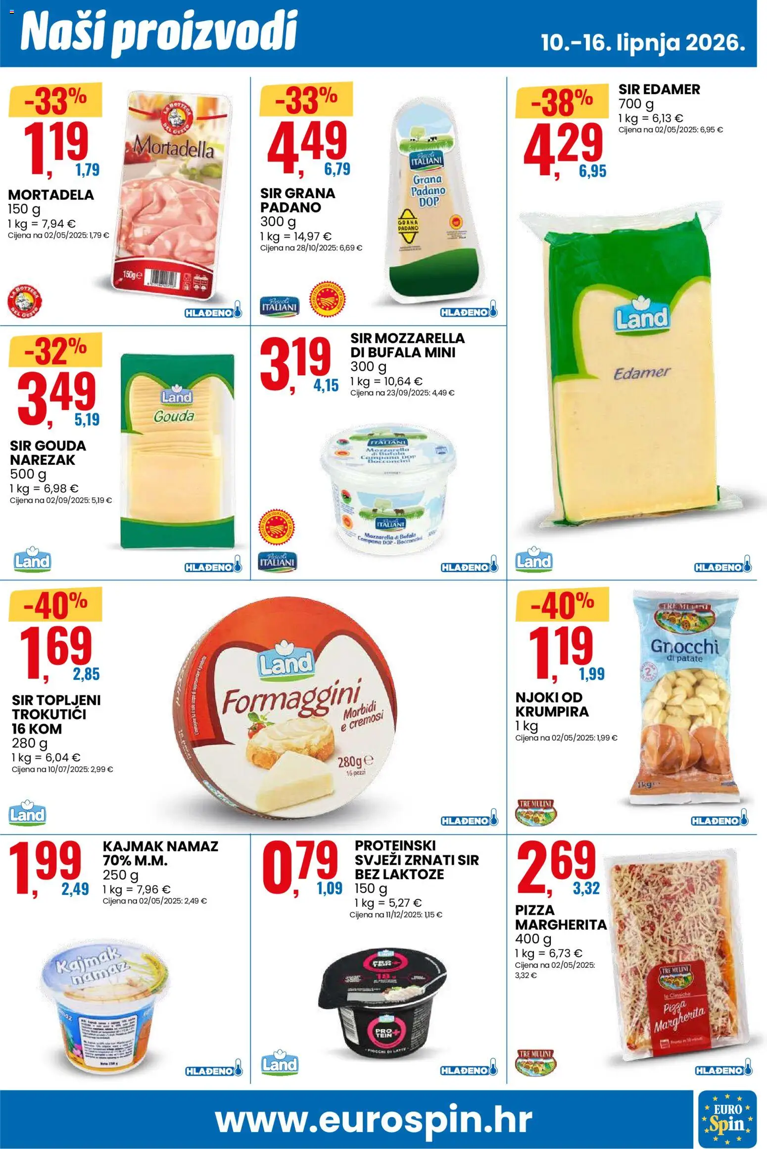 Eurospin katalog | vrijedi od 10.06.2026 | Stranica: 3 | Proizvodi: Grana Padano, Pizza, Mortadela, Narezak