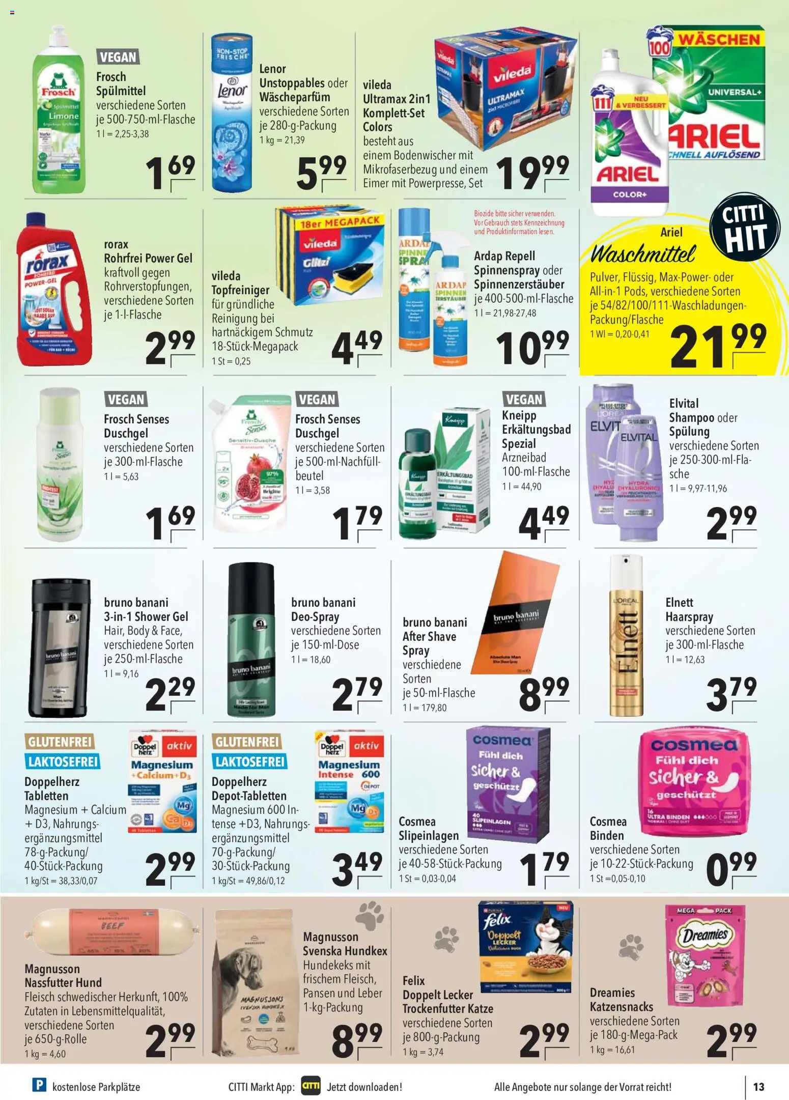 CITTI Markt Prospekt – gültig ab 21.10.2026 | Seite: 13 | Produkte: Shampoo, Spülung, Deospray, Fleisch