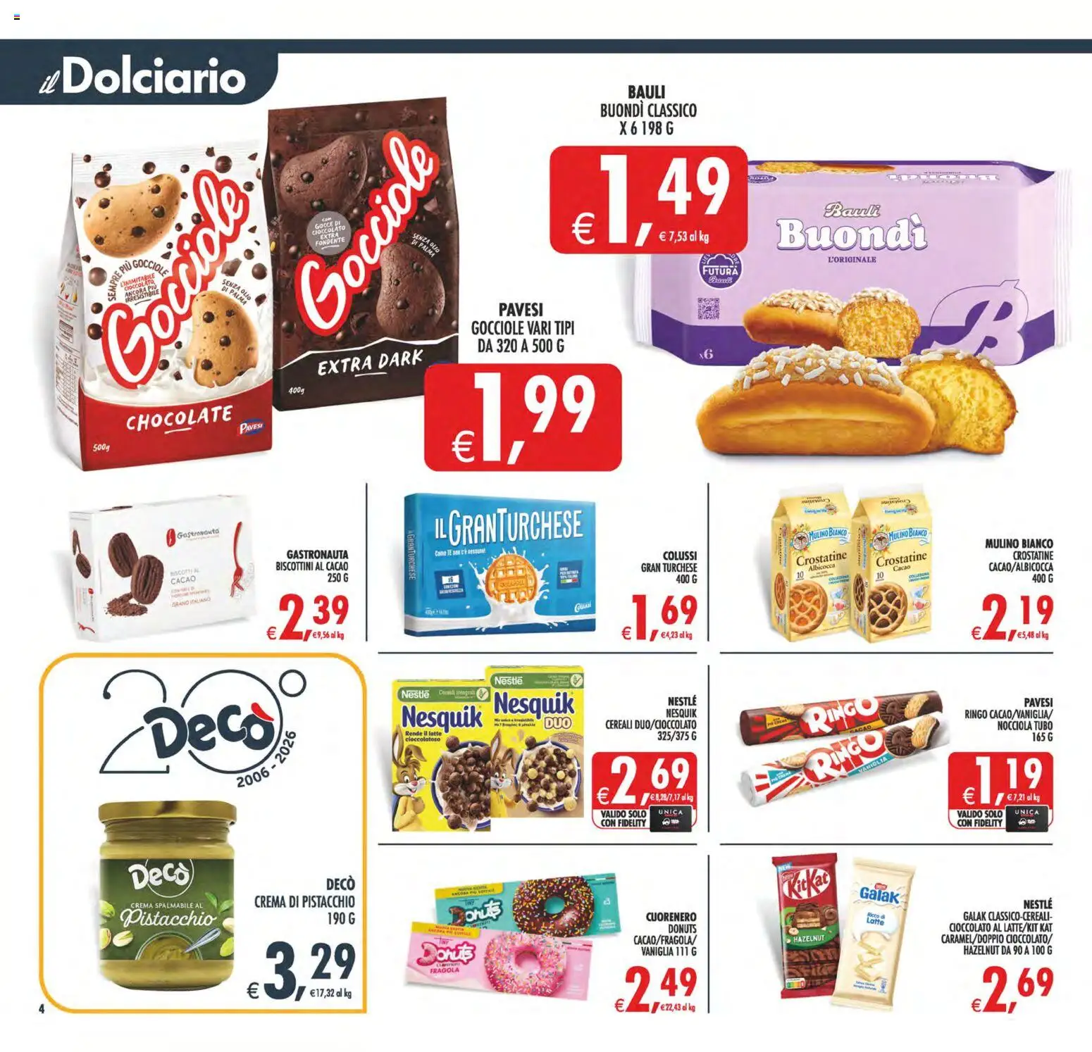 Volantino Decò del 08.05.2026 | Pagina: 6 | Prodotti: Cereali, Latte, Olio, Cacao