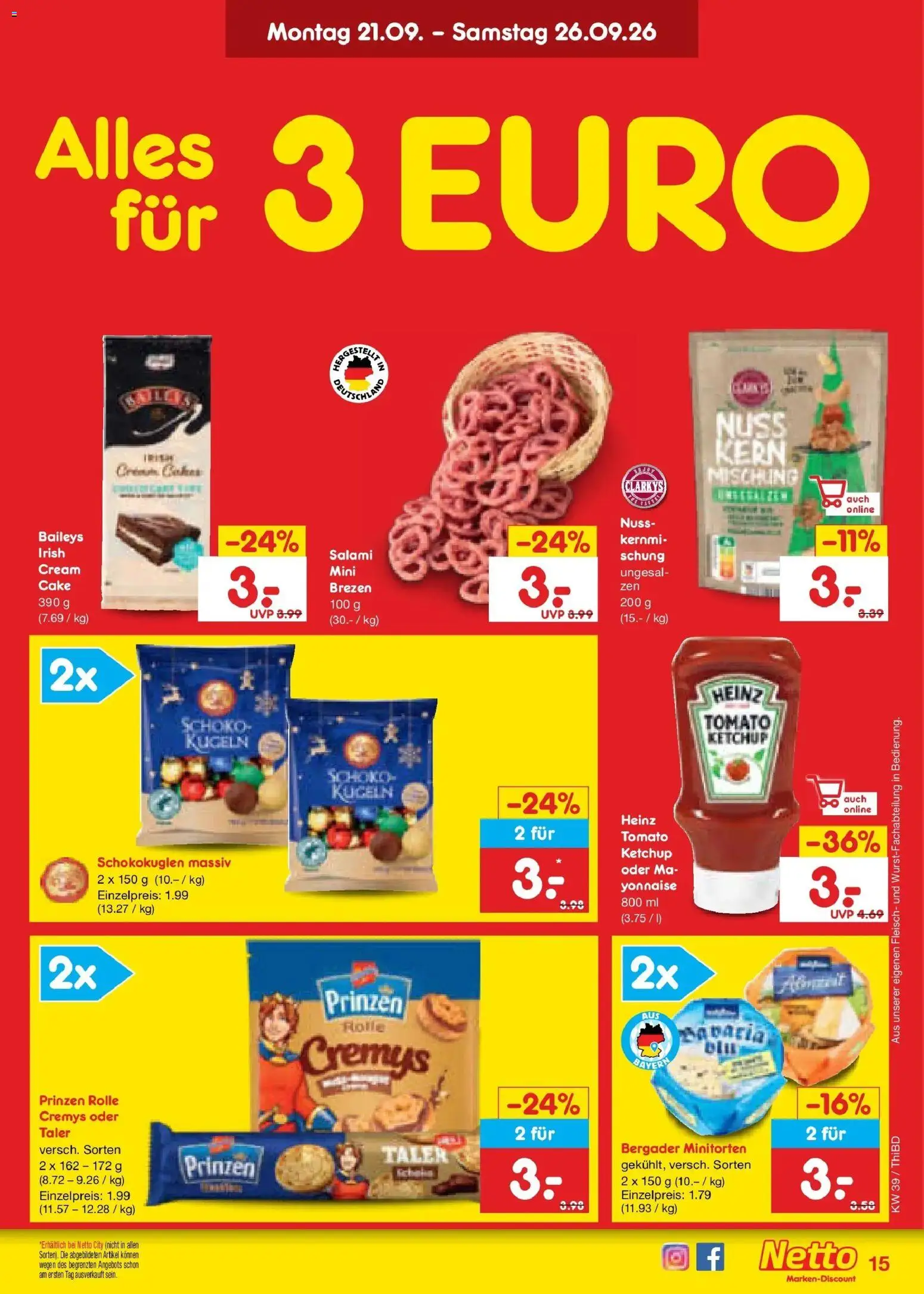 Netto Marken-Discount Prospekt Thiendorf – gültig ab 21.09.2026 | Seite: 23 | Produkte: Baileys, Salami, Ketchup, Fleisch