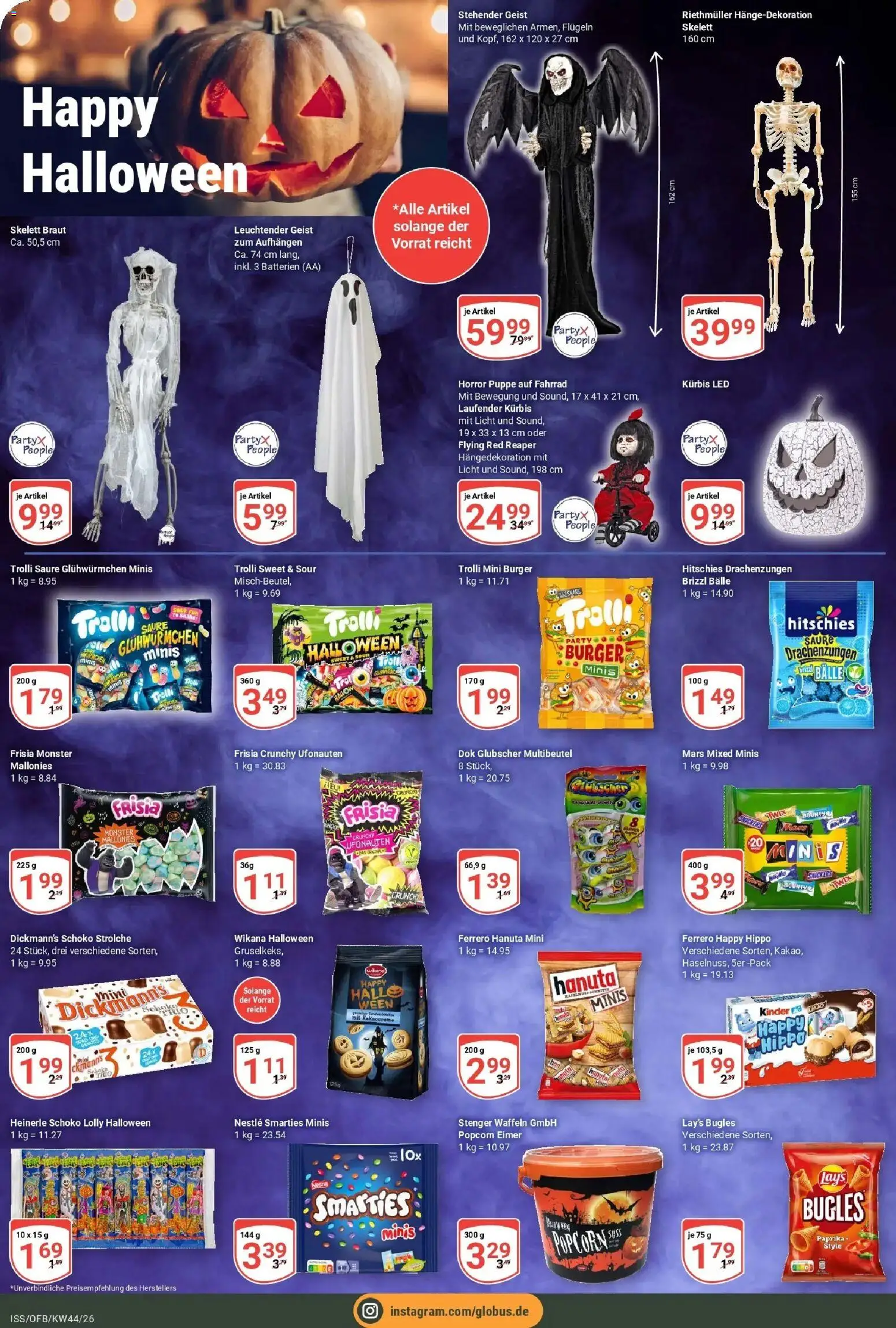 Globus Prospekt Isserstedt (ab 26.10.2026) » Angebote online | Seite: 16 | Produkte: Smarties, Snickers, Monster, Kürbis