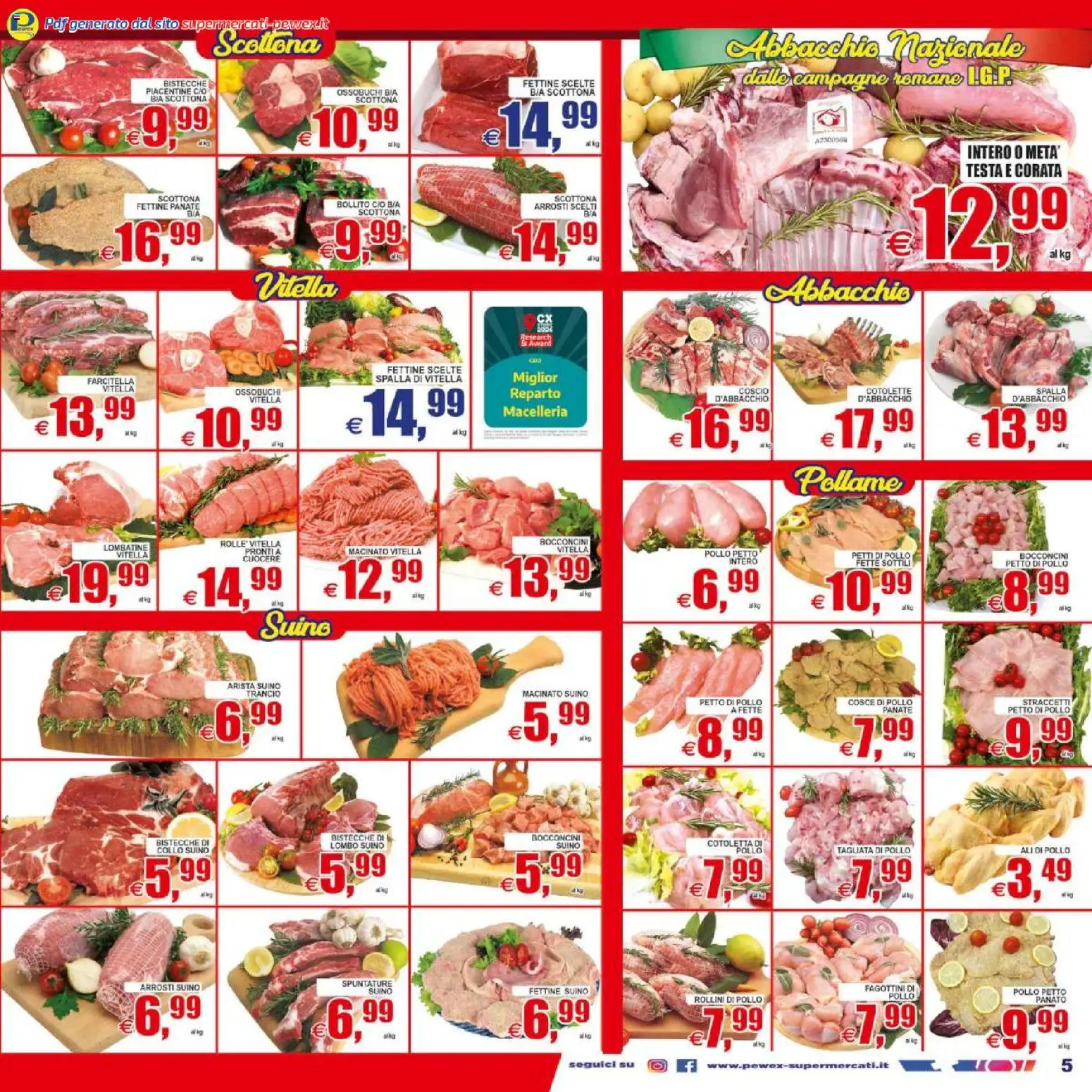Volantino Pewex del 08.05.2026 | Pagina: 5 | Prodotti: Petto di Pollo, Pollo, Suino, Cosce di pollo