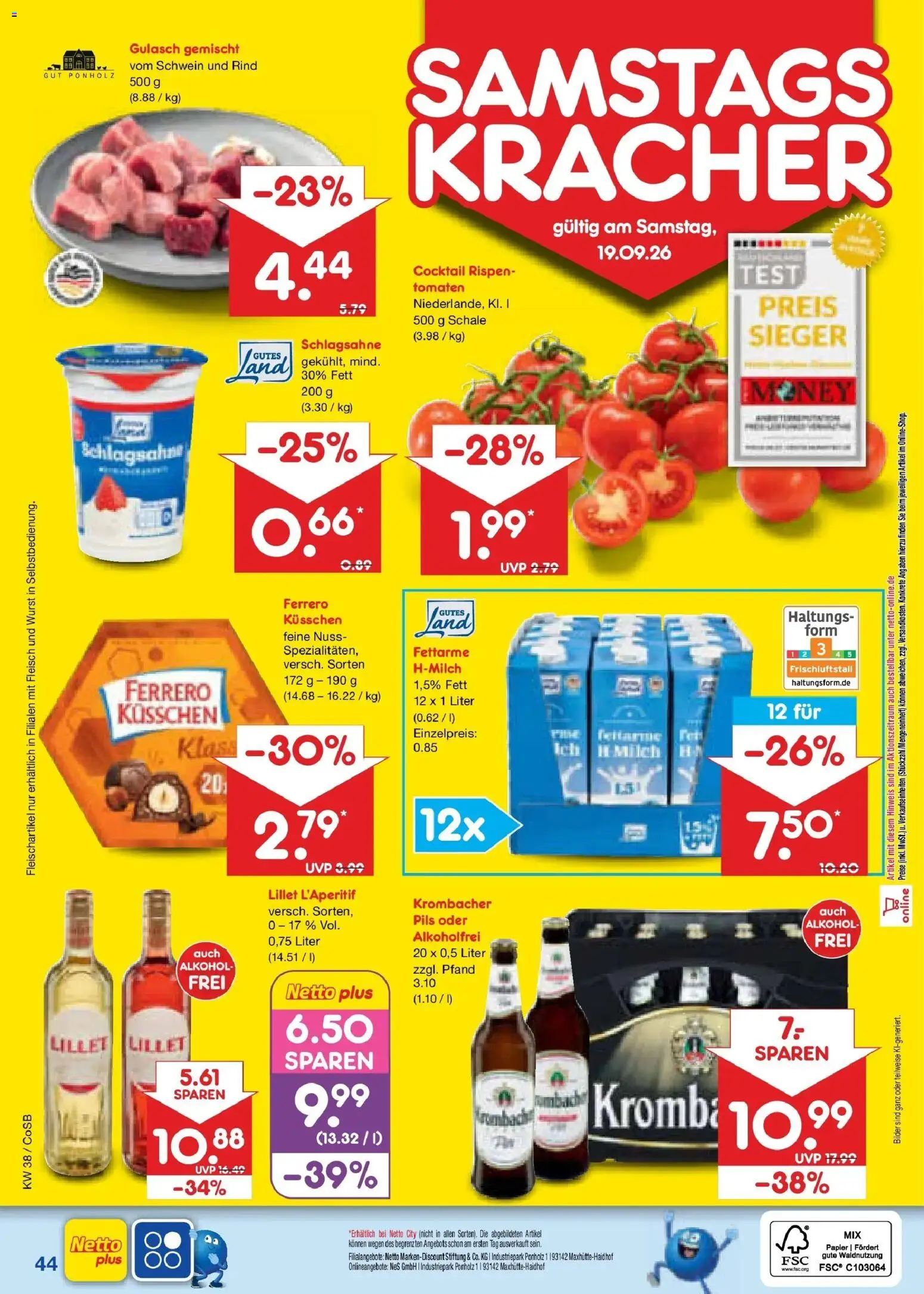 Netto Marken-Discount Prospekt Leipzig – gültig ab 14.09.2026 | Seite: 58 | Produkte: Schlagsahne, Tomaten, Alkohol, Wurst