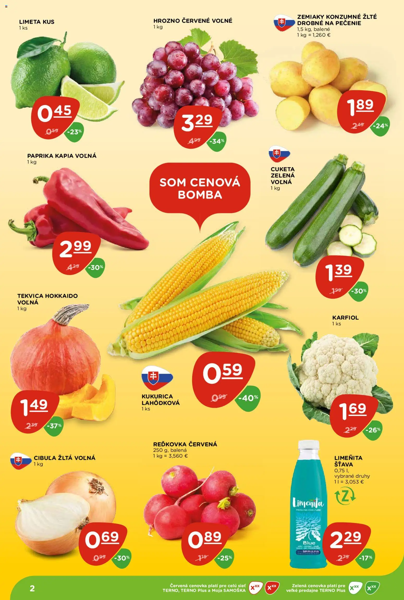 Nové Terno akcie – leták je platný od 13.08.2026 | Strana: 2 | Produkty: Paprika, Šťava, Hrozno, Tekvica