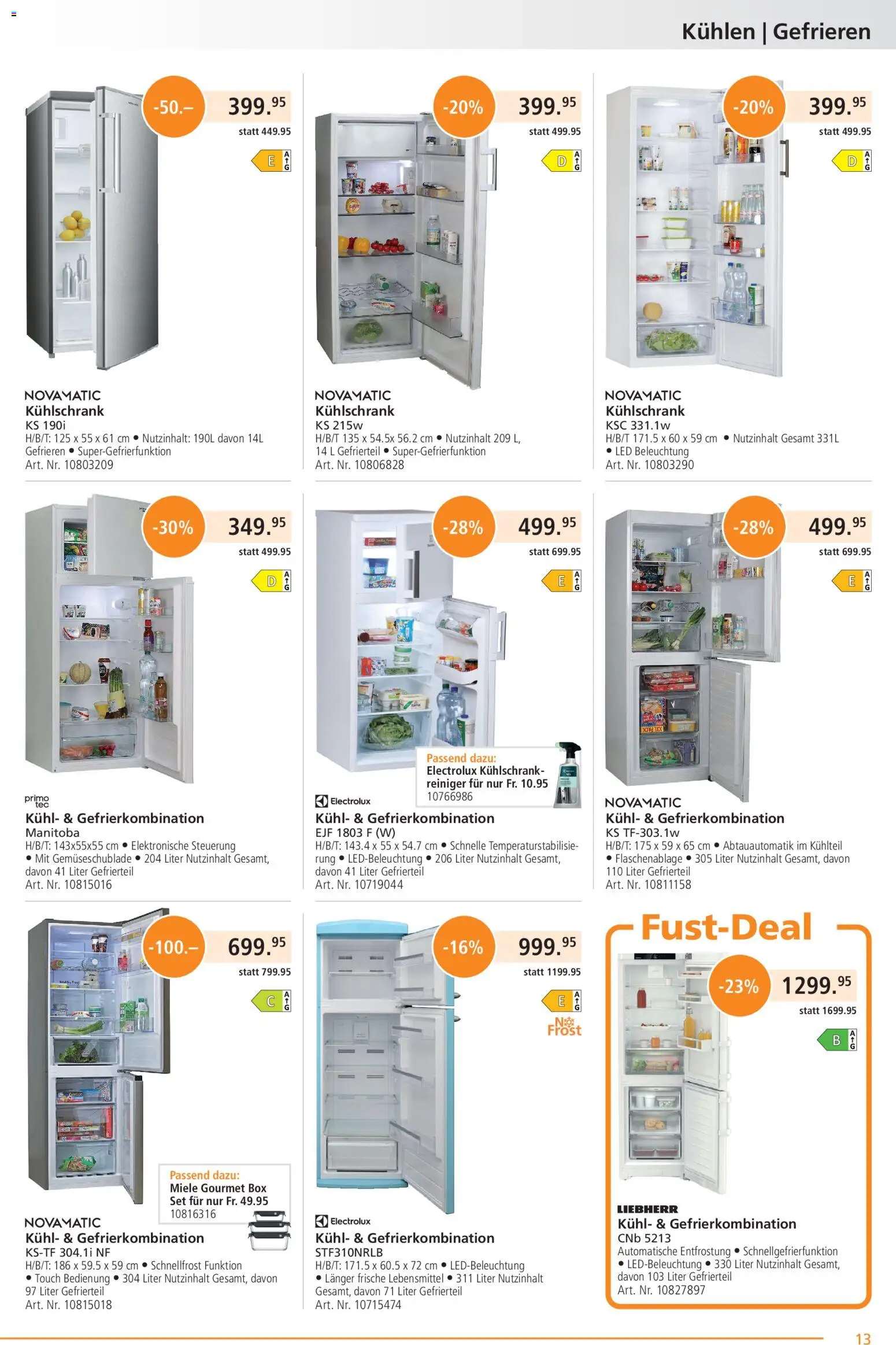 Fust aktionen – gültig ab 26.10.2026 | Seite: 13 | Produkte: Box, Kühlschrank, Miele, Liebherr