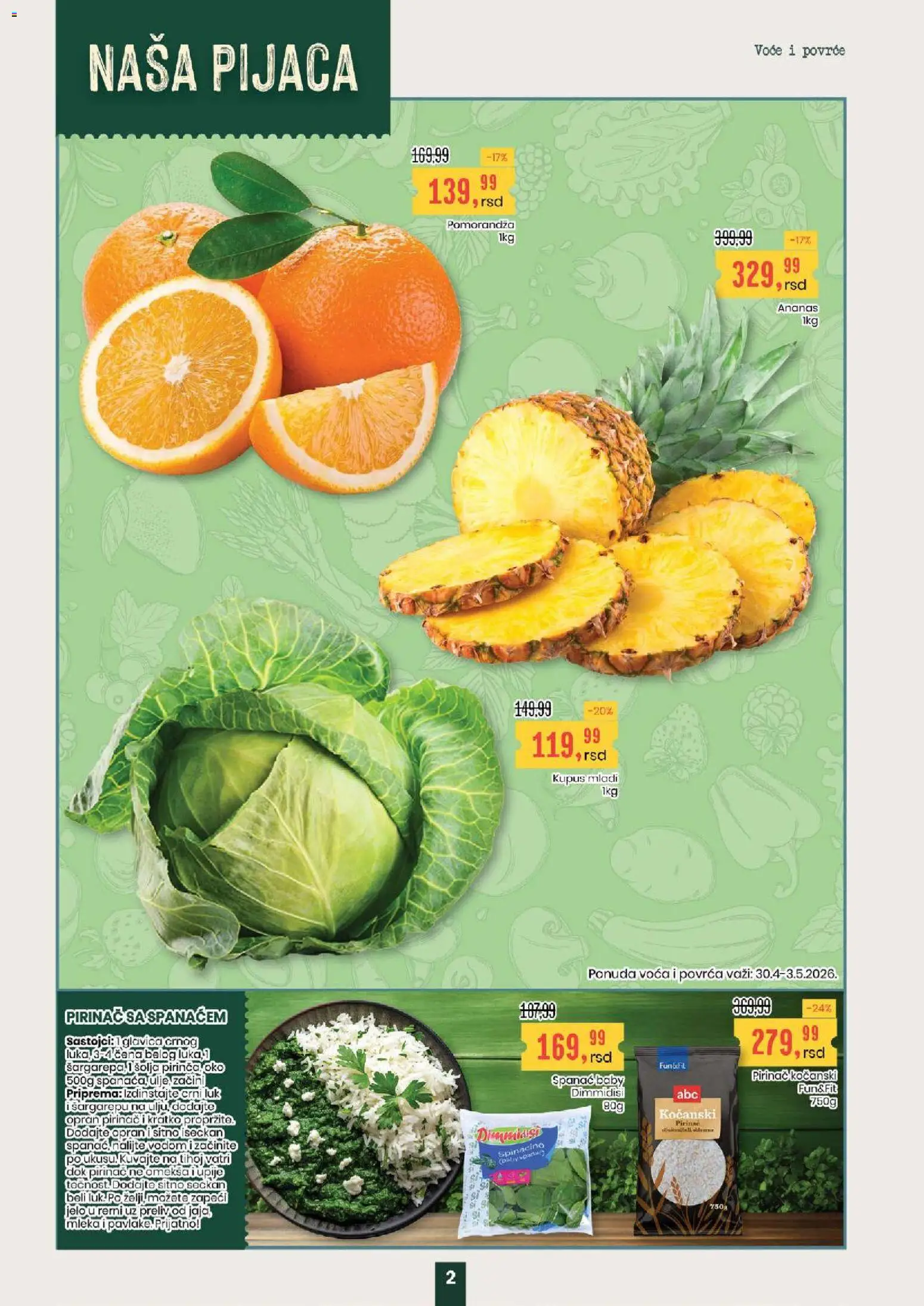 Aroma Market katalog - važi od 30.04.2026 | Strana: 2 | Proizvode: Ananas, Kupus, Pomorandza, Šolja